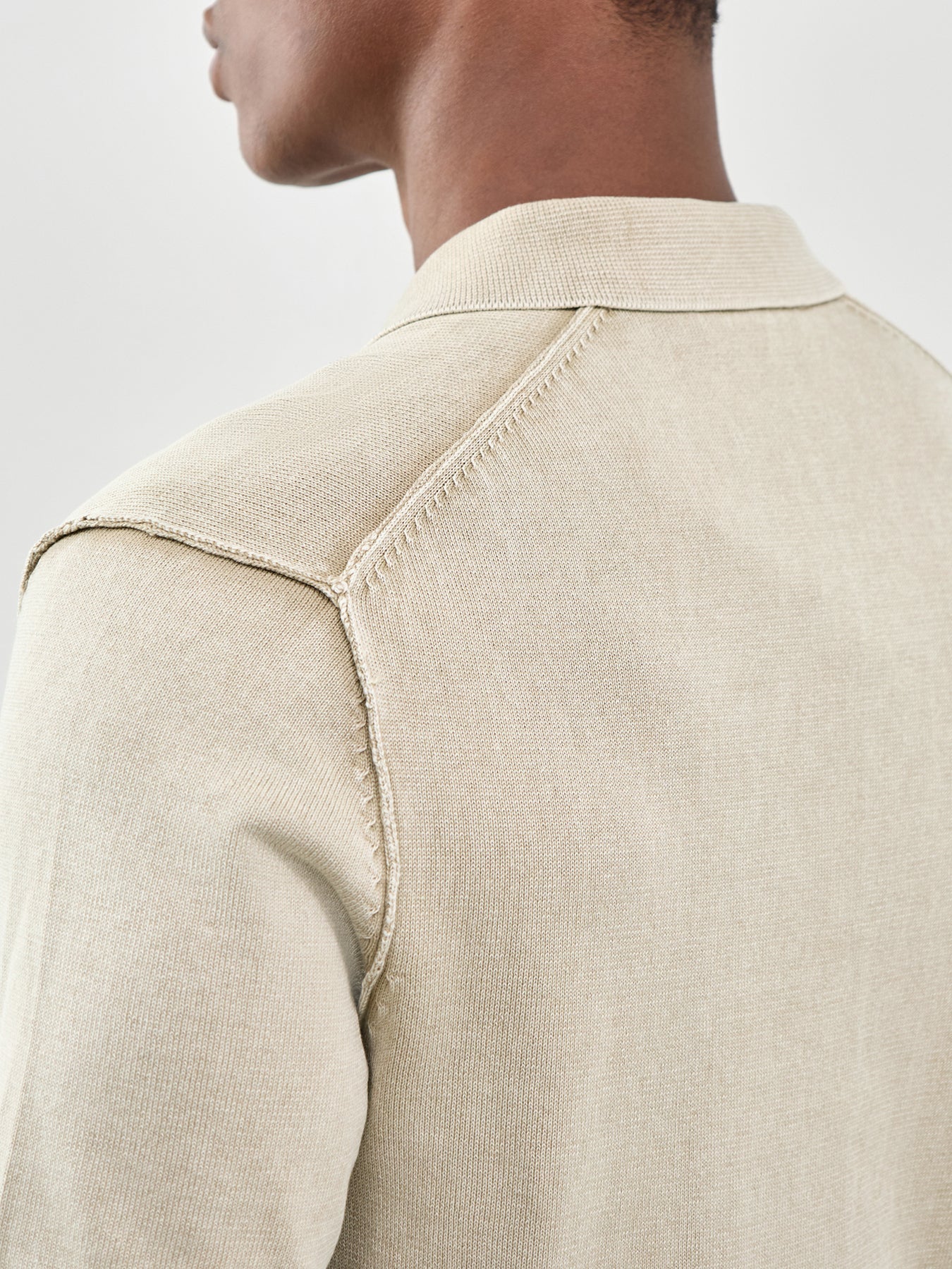 Garson Short Sleeve Knit Polo Shirt Beige - Image 3
