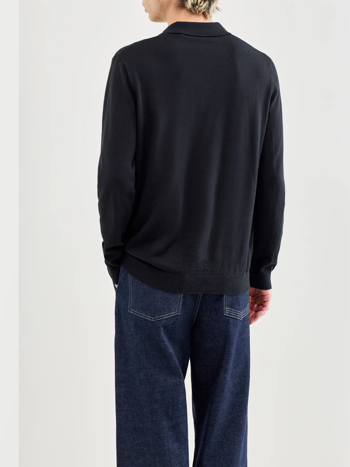 Loui Long Sleeve Polo Shirt Black - Image 5