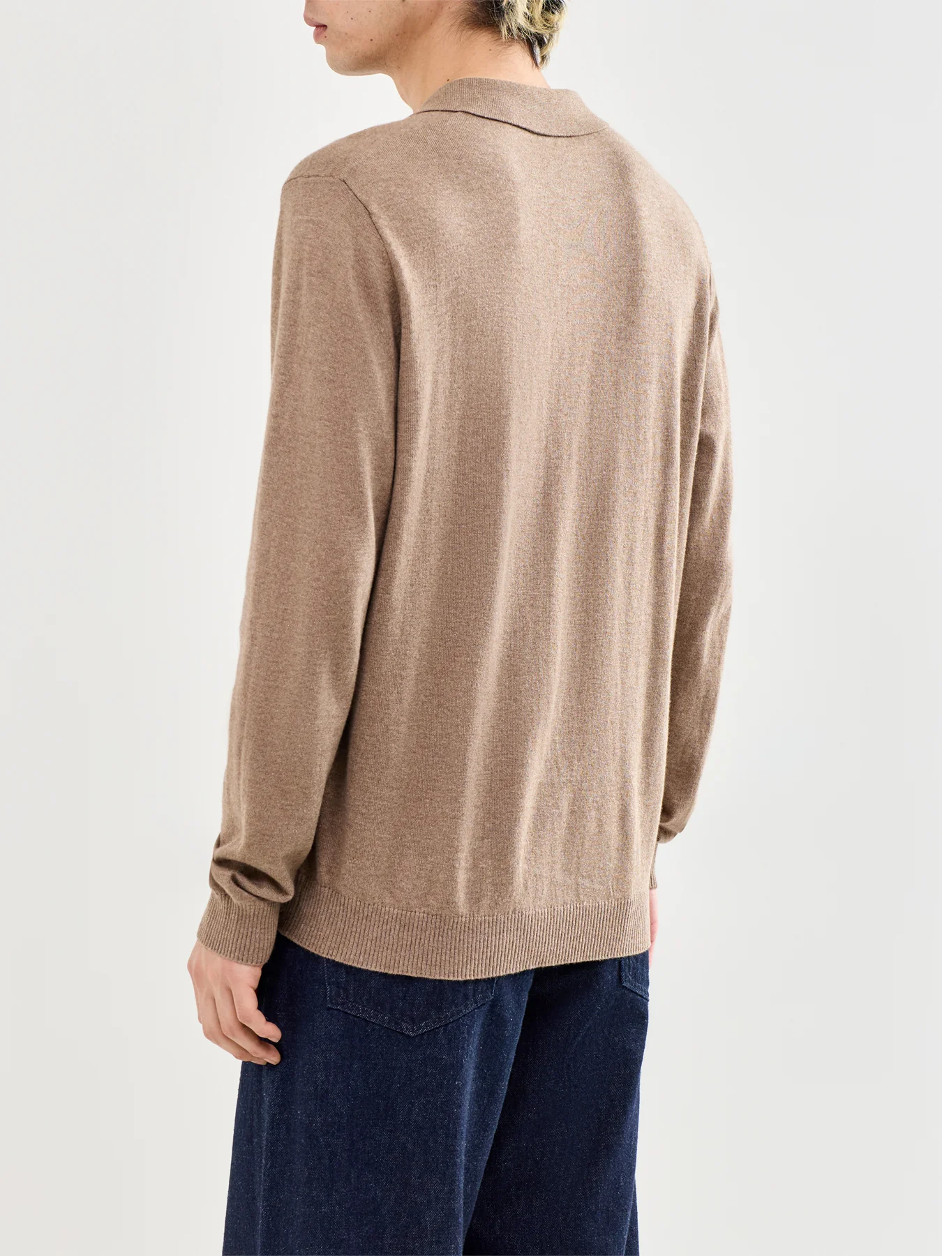 Loui Long Sleeve Polo Shirt Beige - Image 4