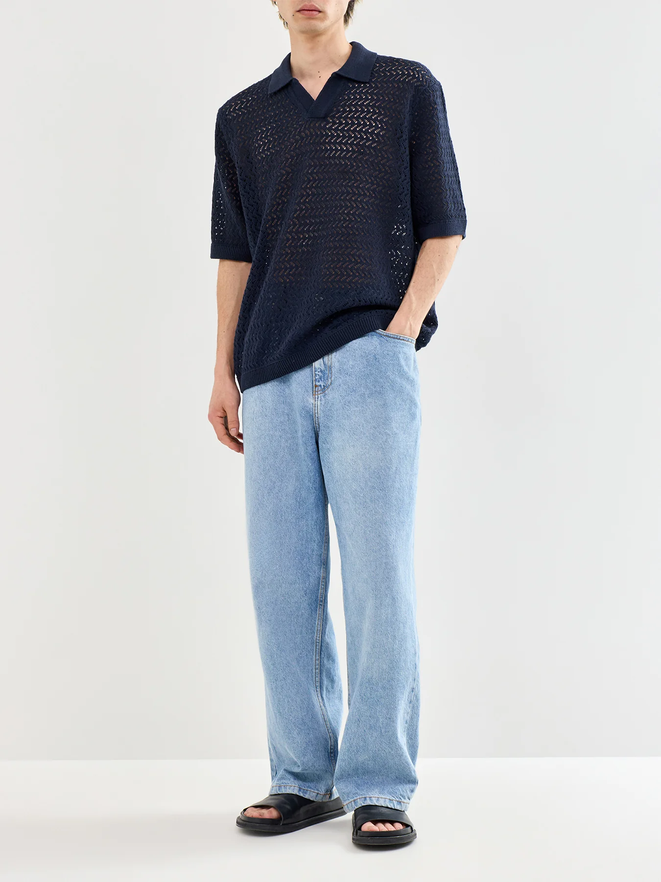 Nyle Split Polo Shirt Navy - Image 2