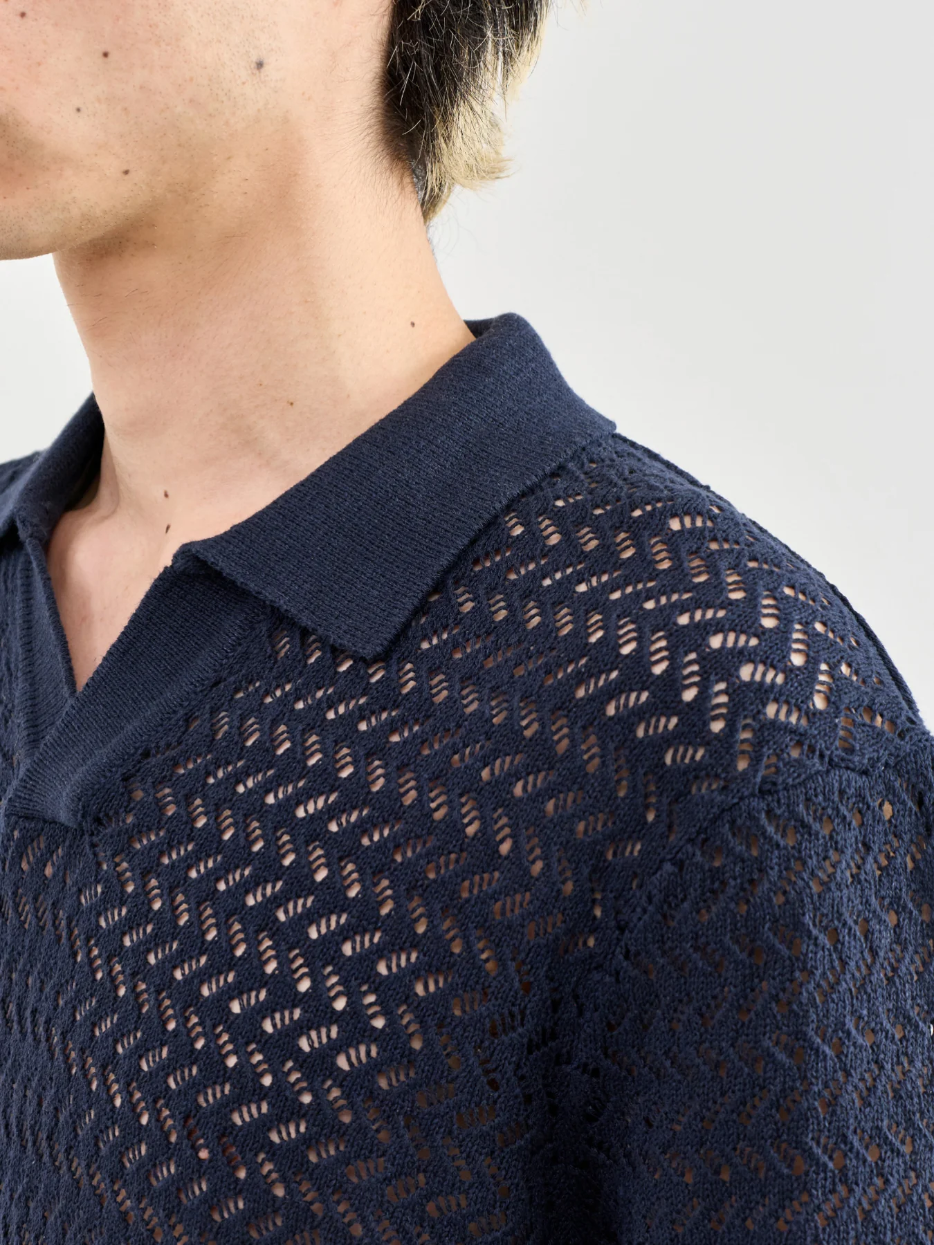 Nyle Split Polo Shirt Navy - Image 3