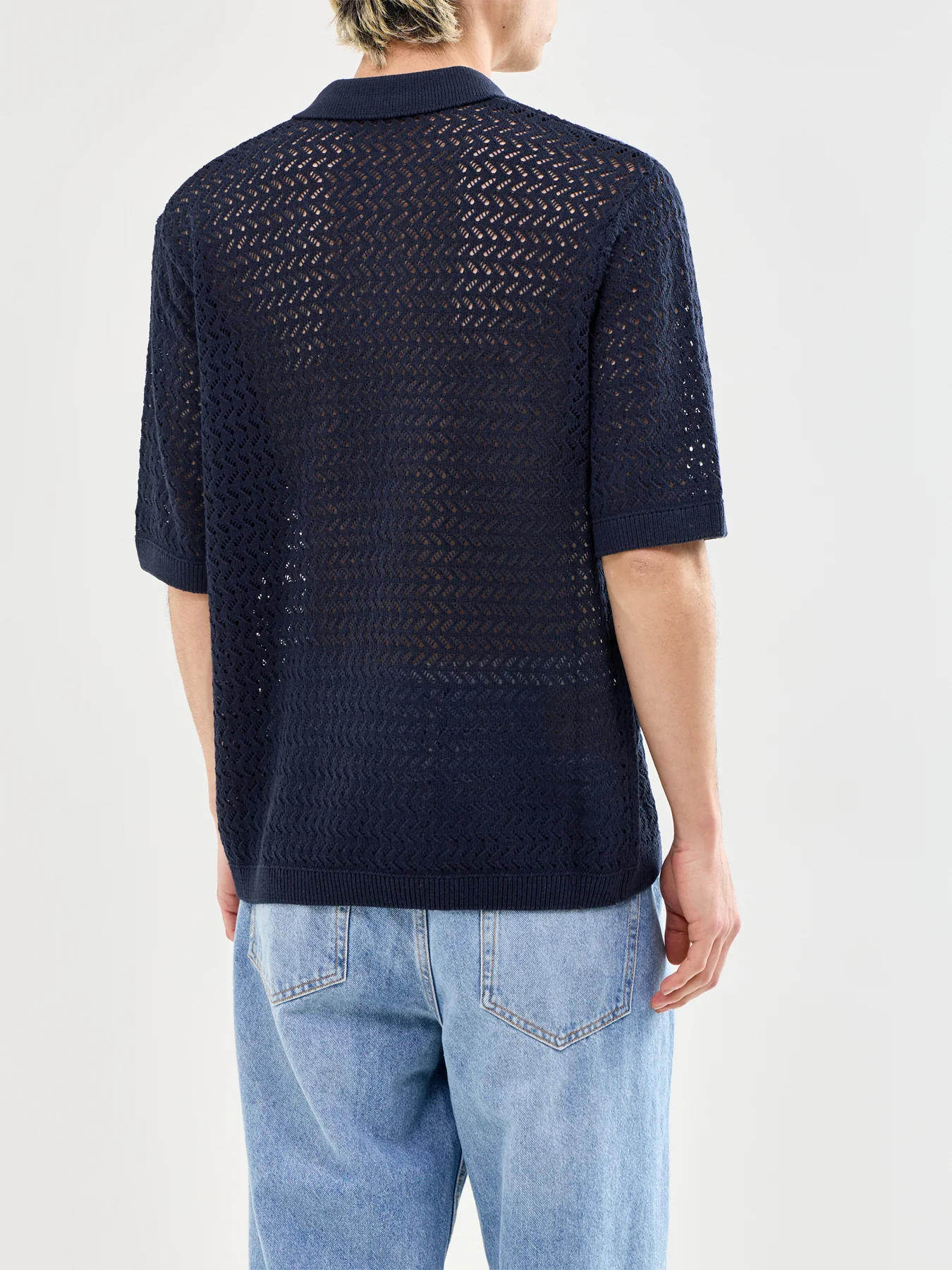 Nyle Split Polo Shirt Navy - Image 5