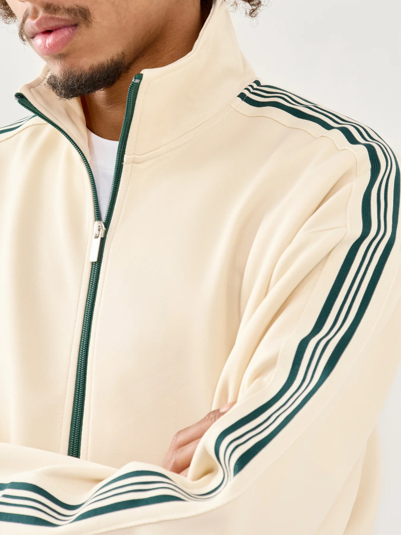 Onsriber Zip Stripe Track Sweatshirt Cream - Image 3