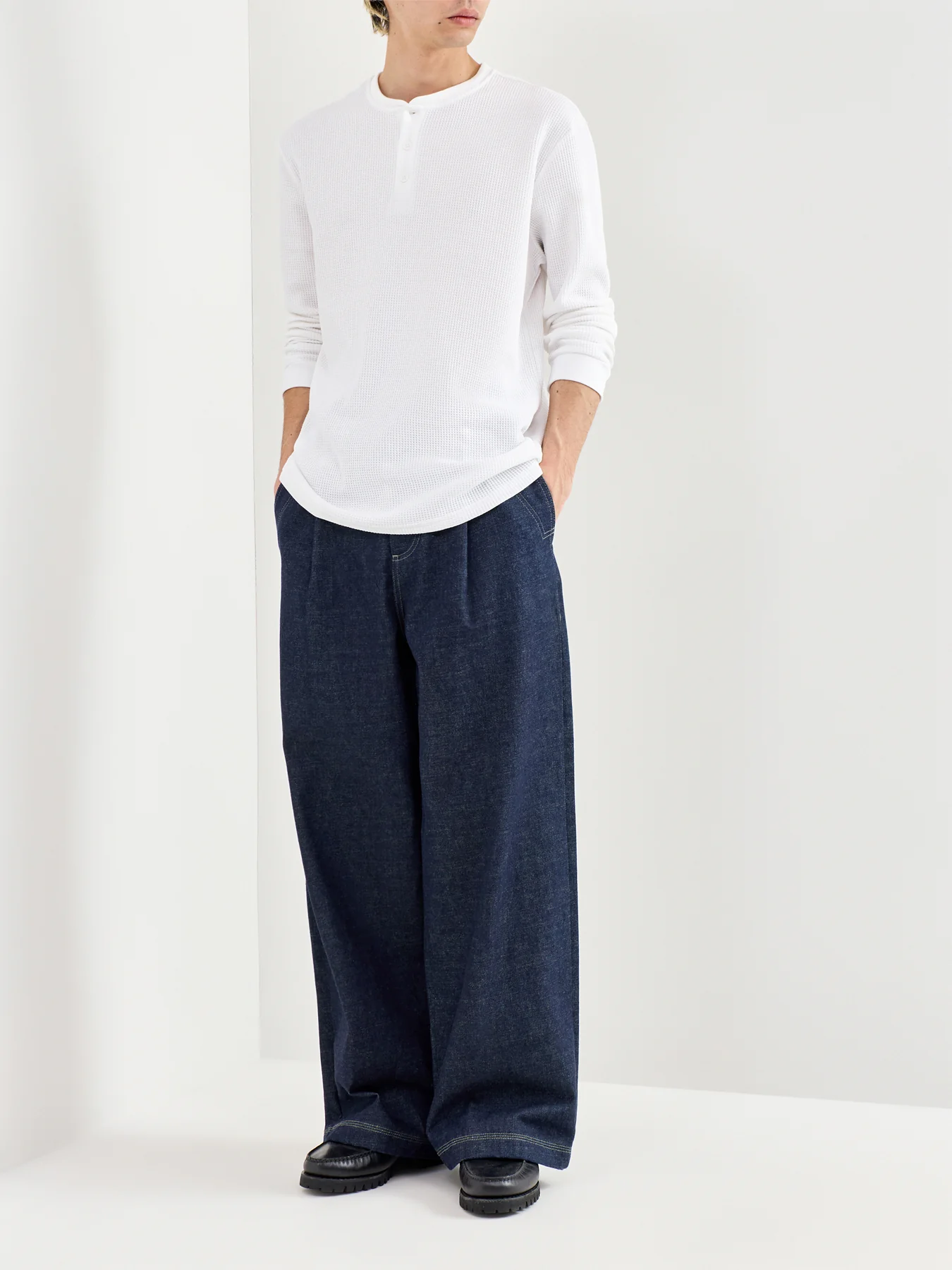 Stobie Long Sleeve Henley T-Shirt White - Image 2