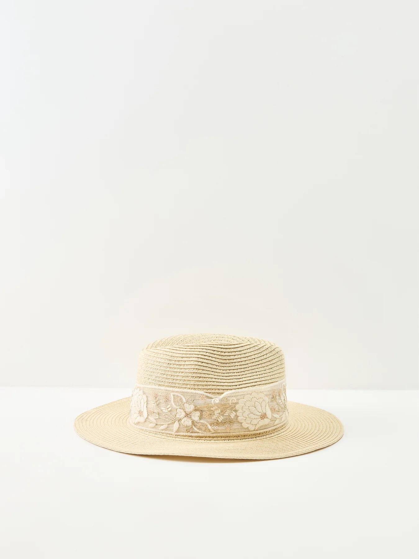 Structured Straw Hat Beige - Image 2
