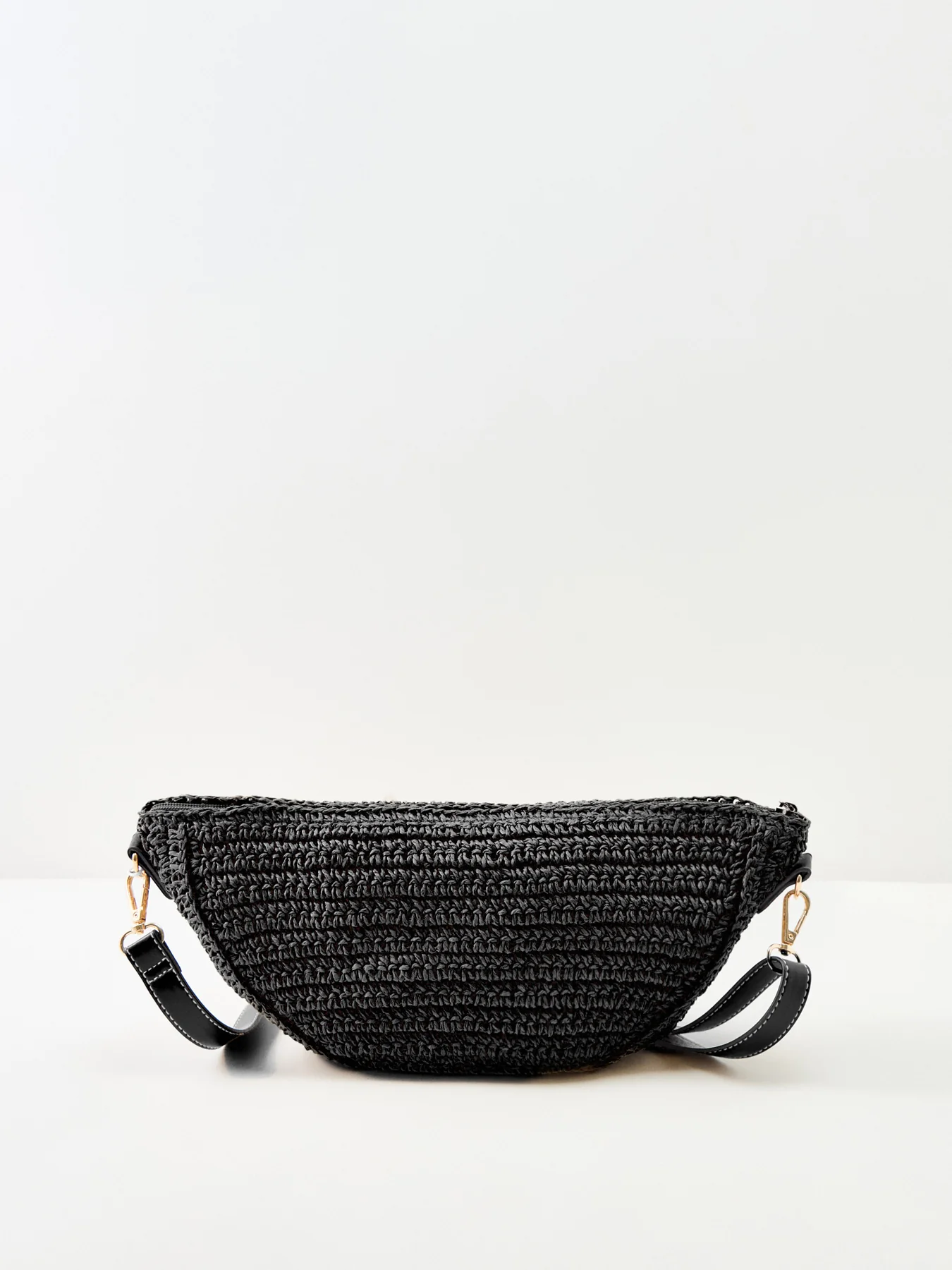 Summer Paper Straw Bum Bag Black - Image 3