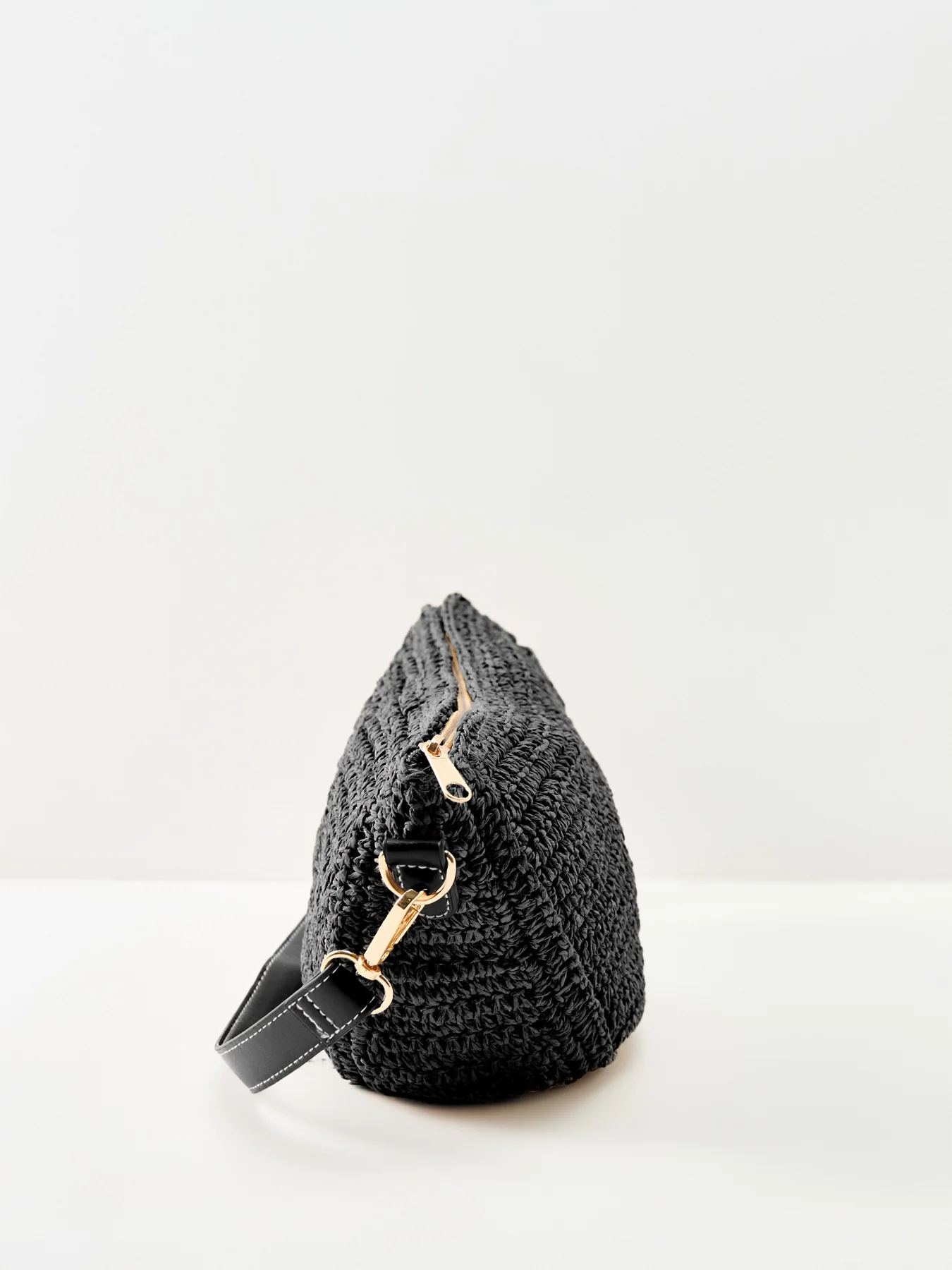 Summer Paper Straw Bum Bag Black - Image 4