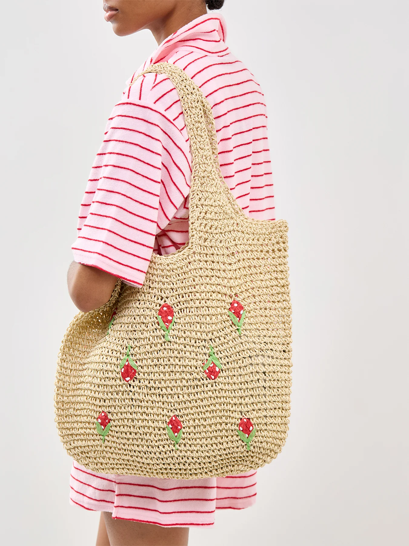 Pckelly Straw Shopper Tote Bag Beige - Image 2