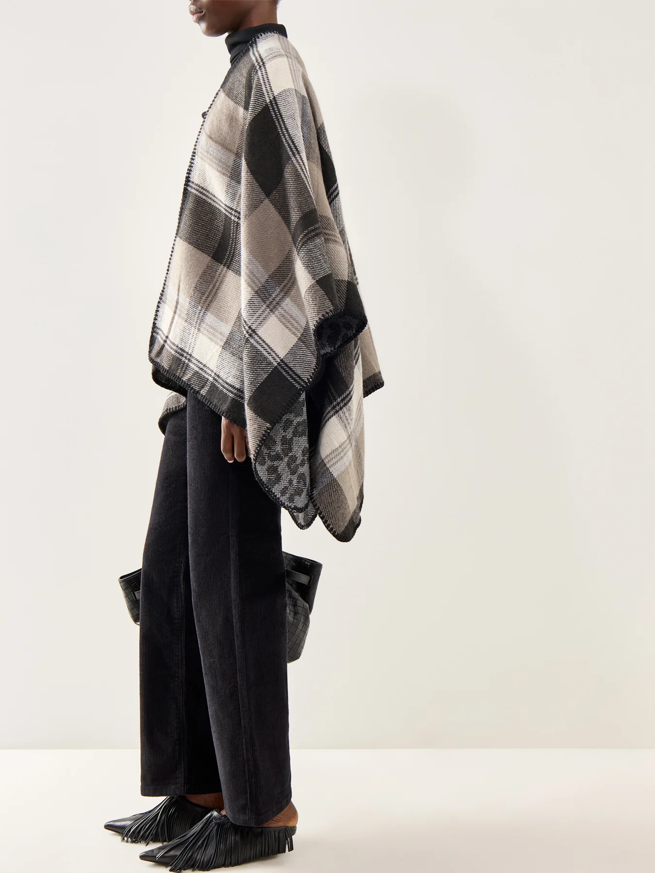 Jalina Reversible Check Poncho Grey - Image 2