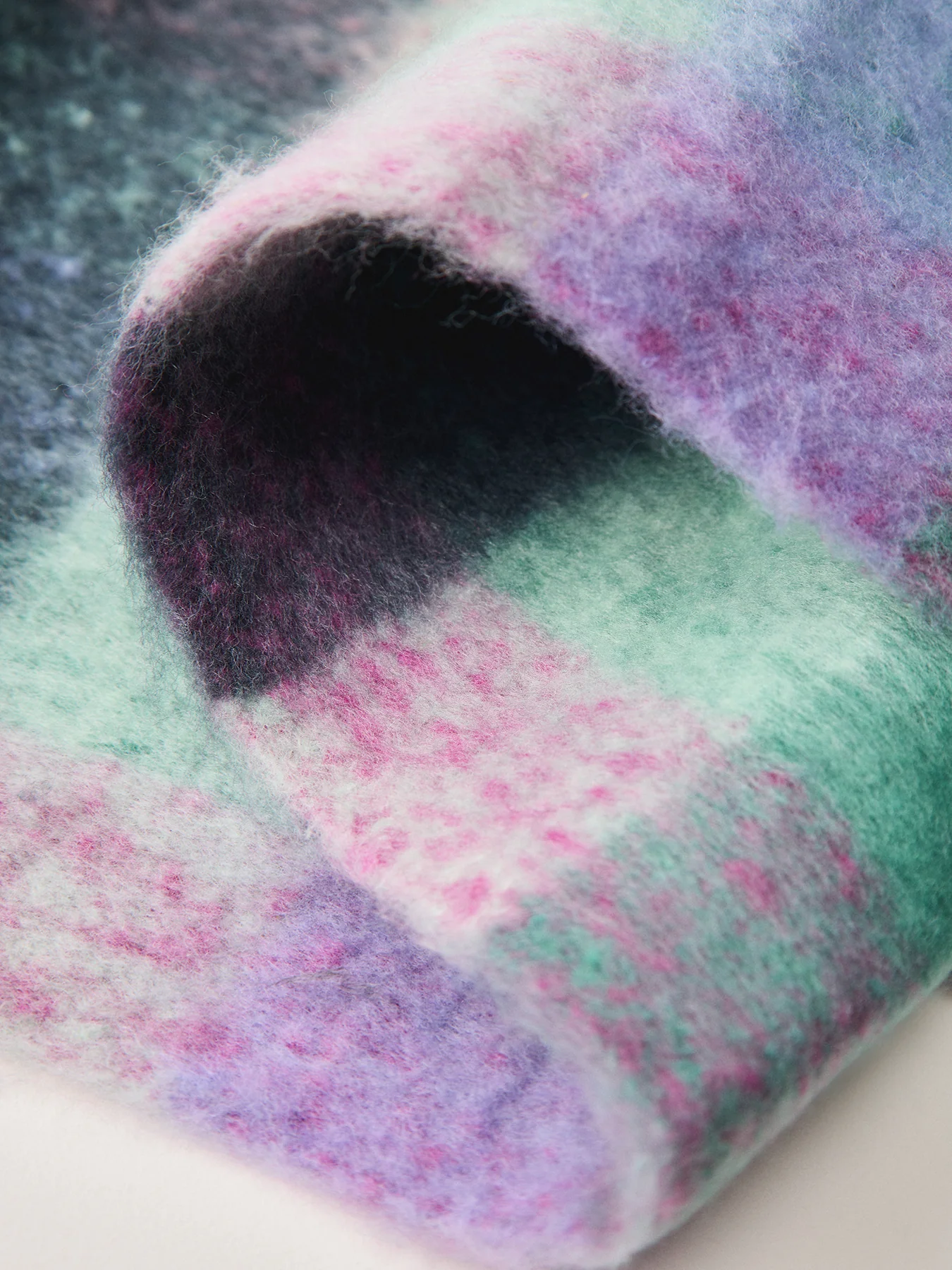 Jikka Check Wool Blend Scarf Green - Image 3