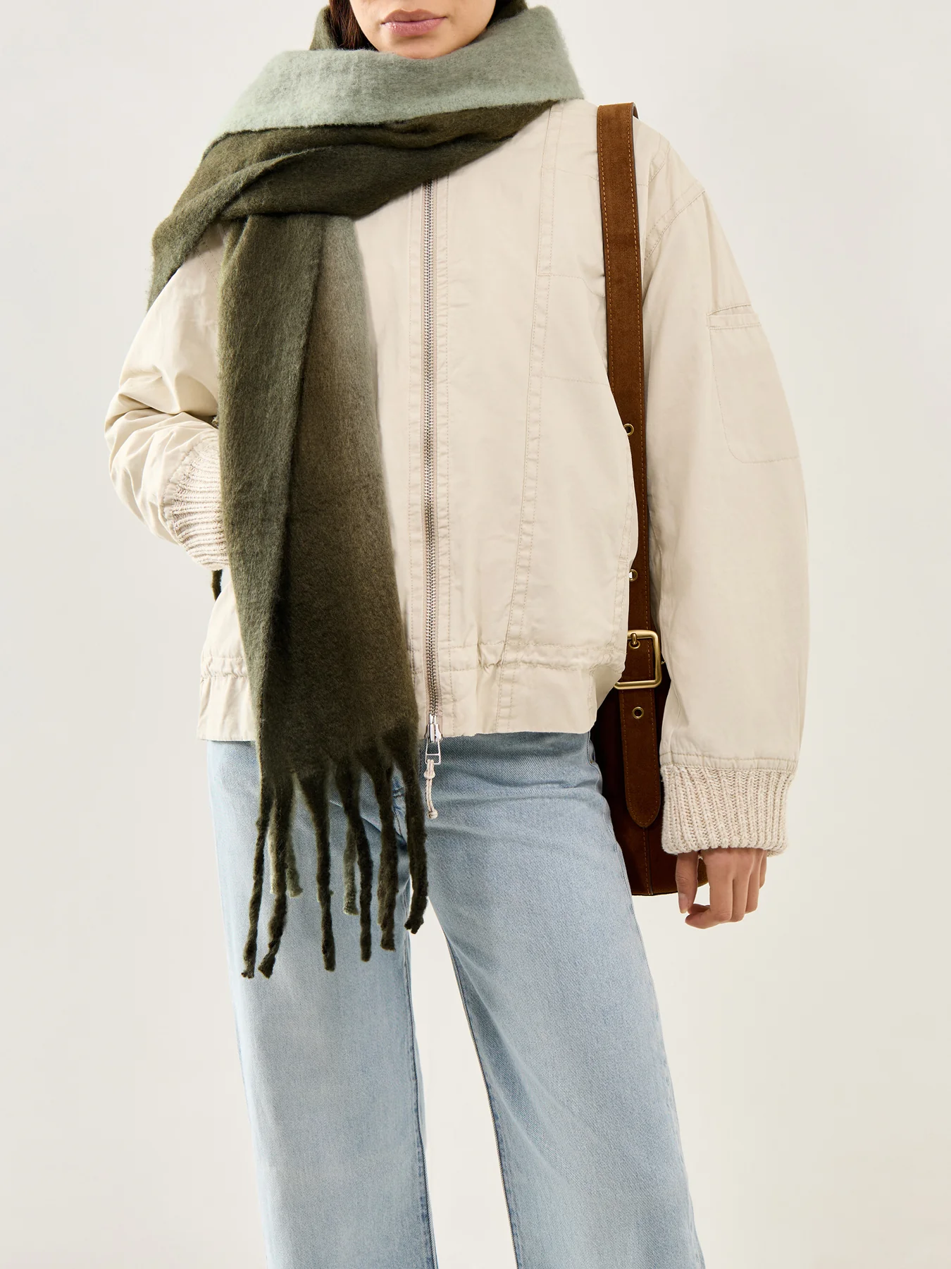 Jocca Stripe Ombre Scarf Khaki - Image 2