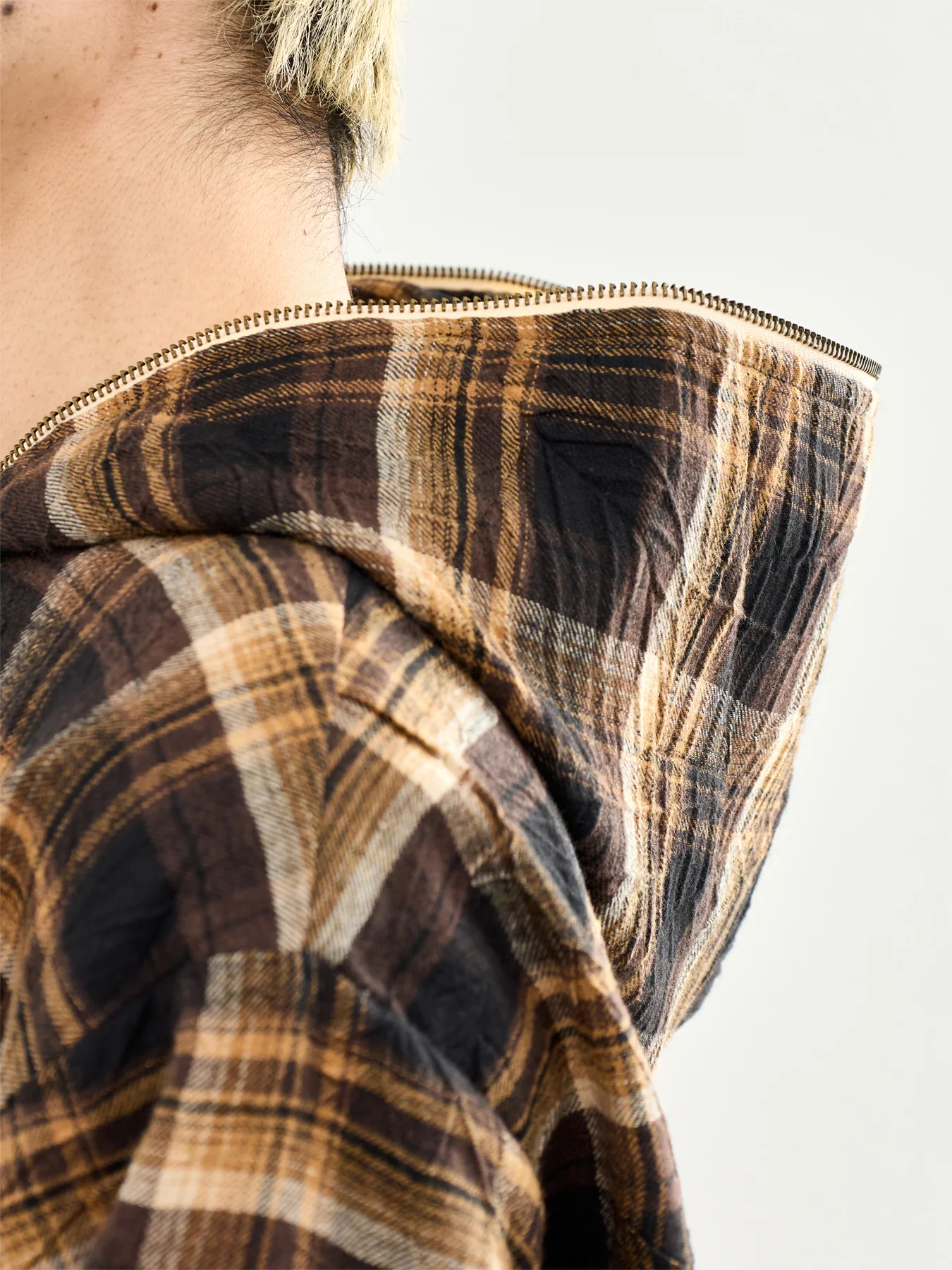 Groove Zip Poncho Hoodie Brown - Image 3