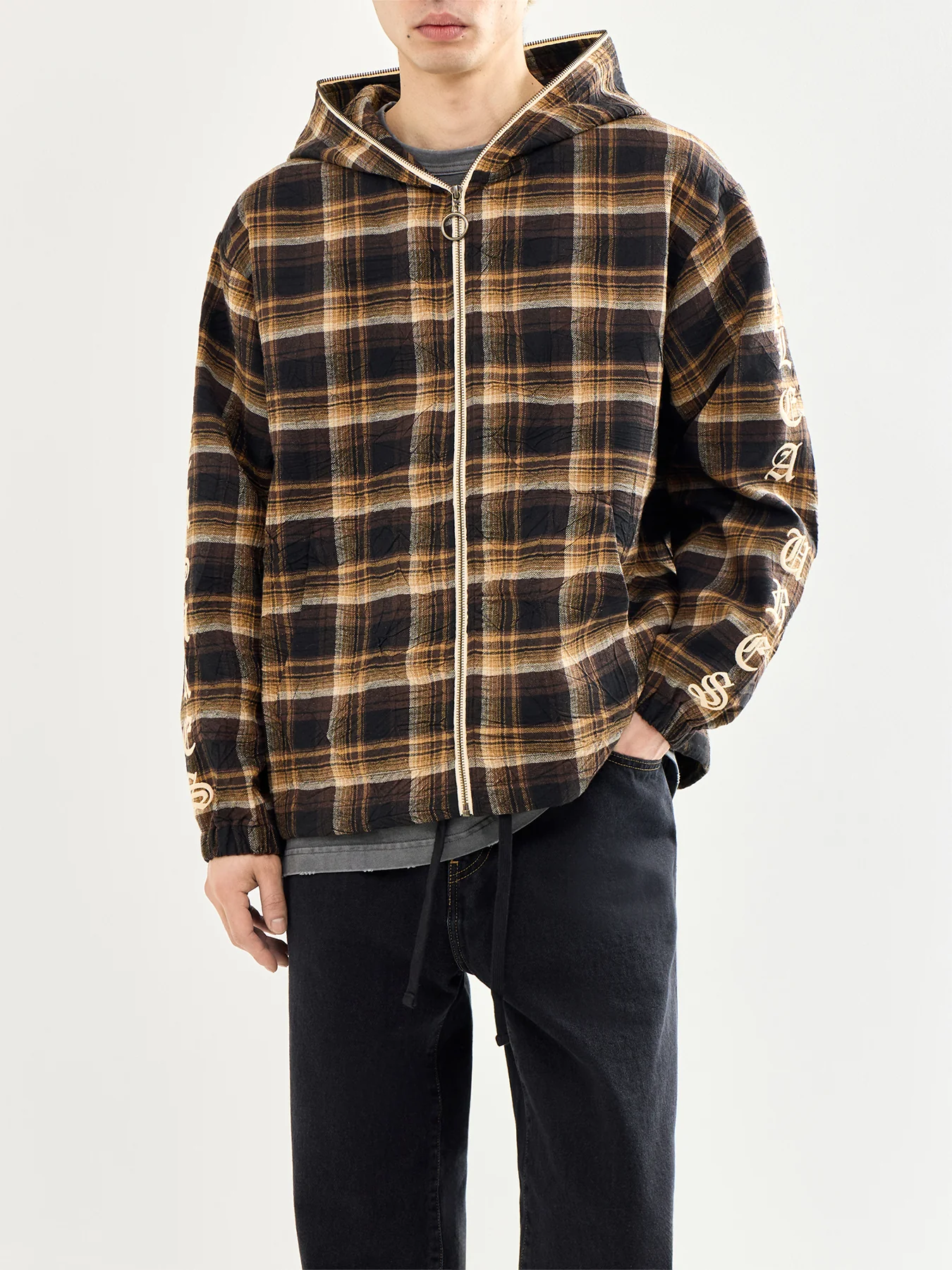 Groove Zip Poncho Hoodie Brown - Image 4