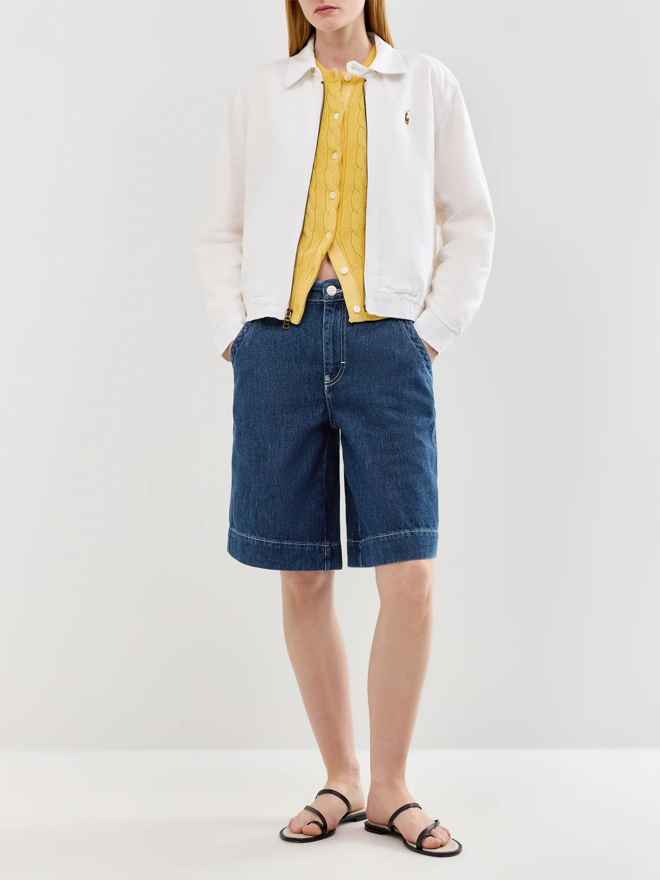 Cable Knit LS Cardigan Yellow - Image 2