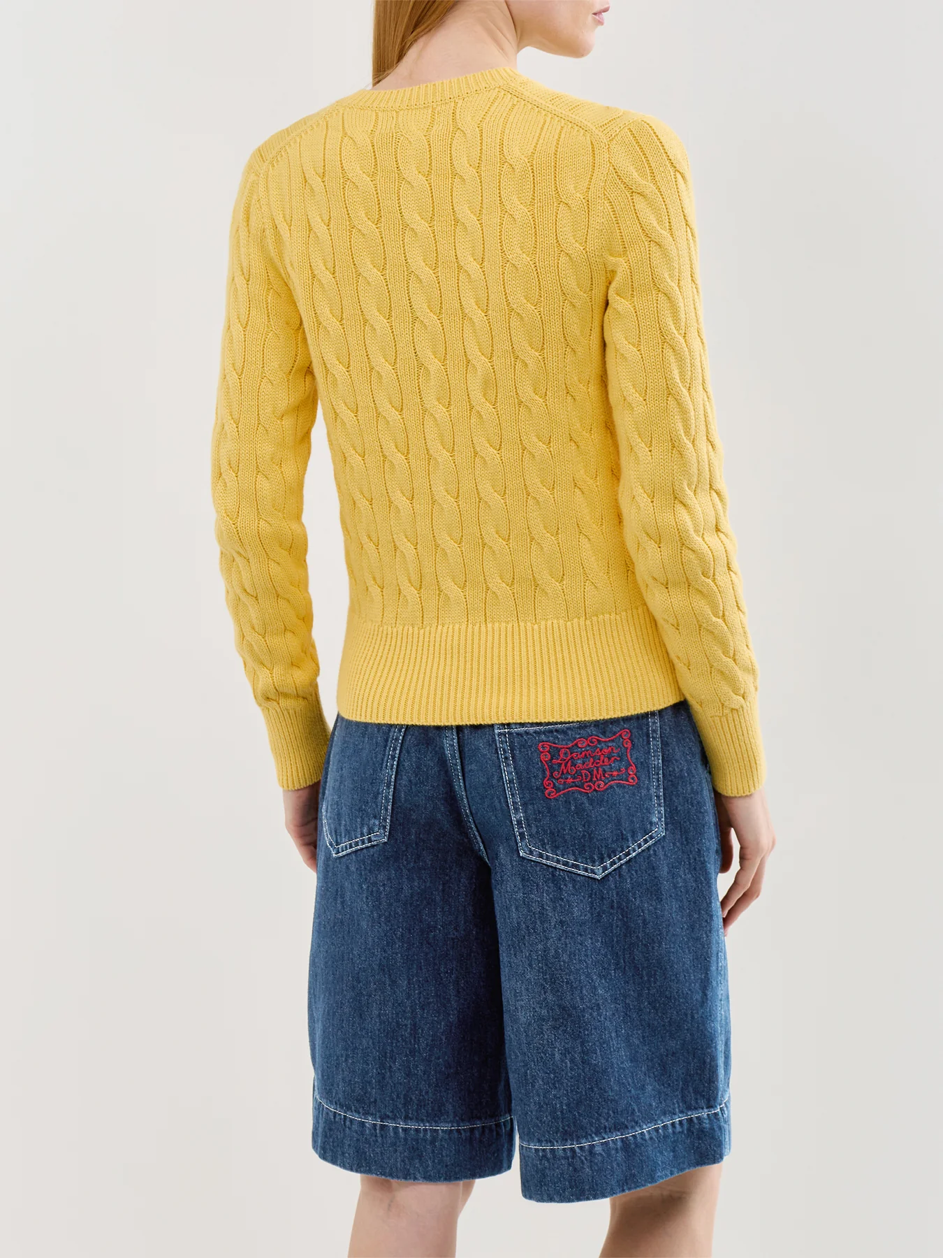 Cable Knit LS Cardigan Yellow - Image 5