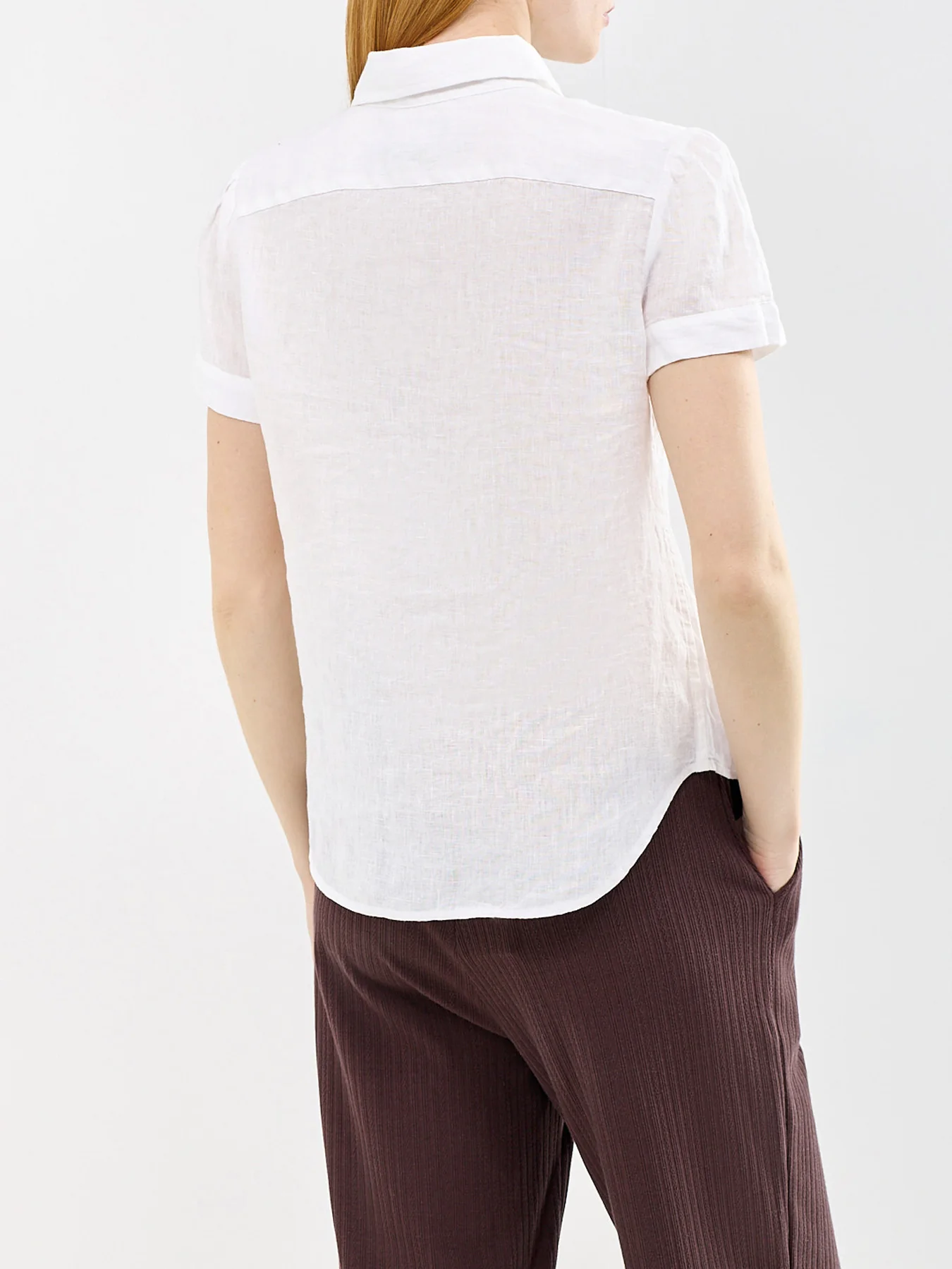Short Sleeve Linen Shirt White - Image 5