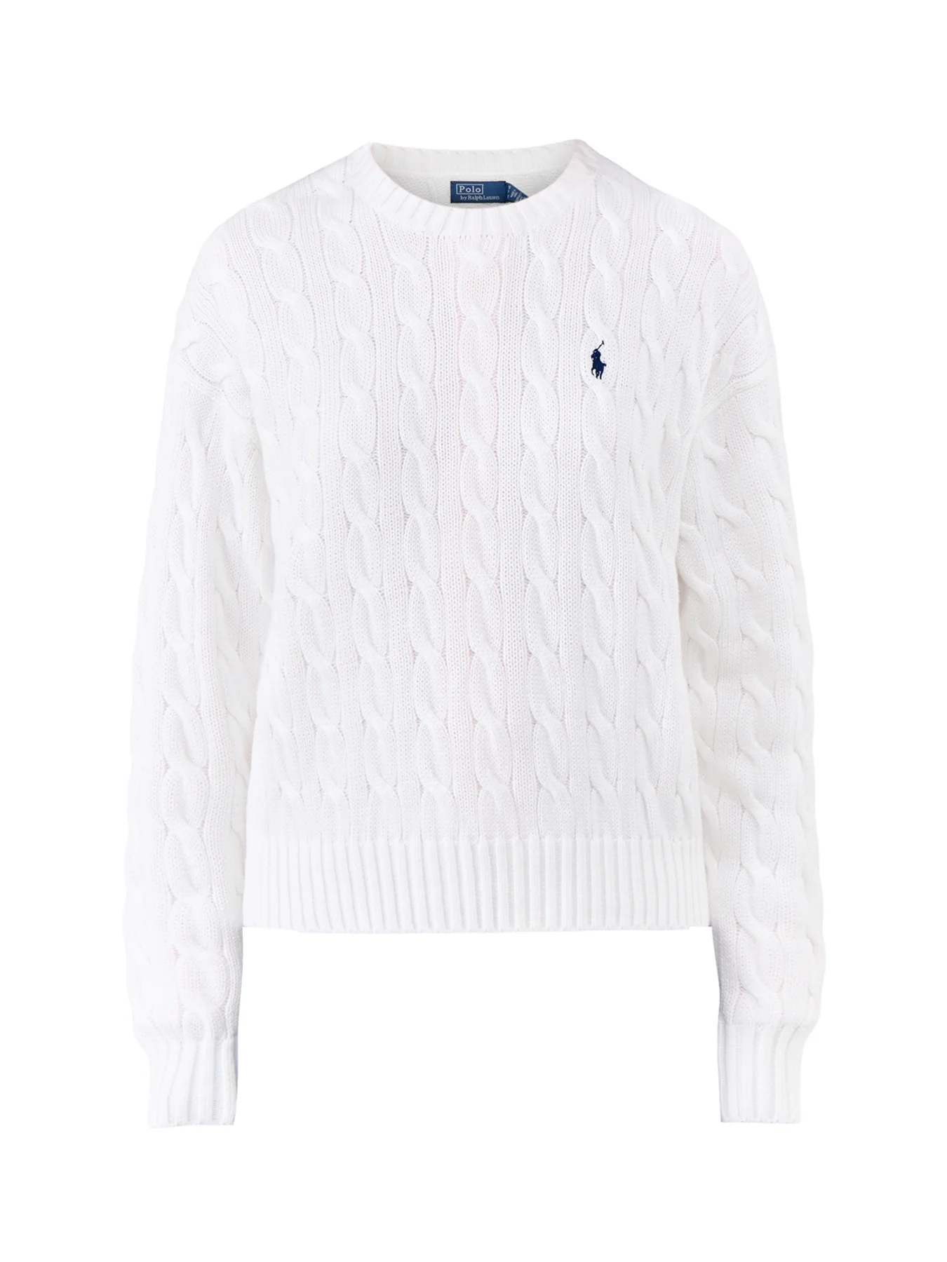 Cable Crew Neck Jumper White