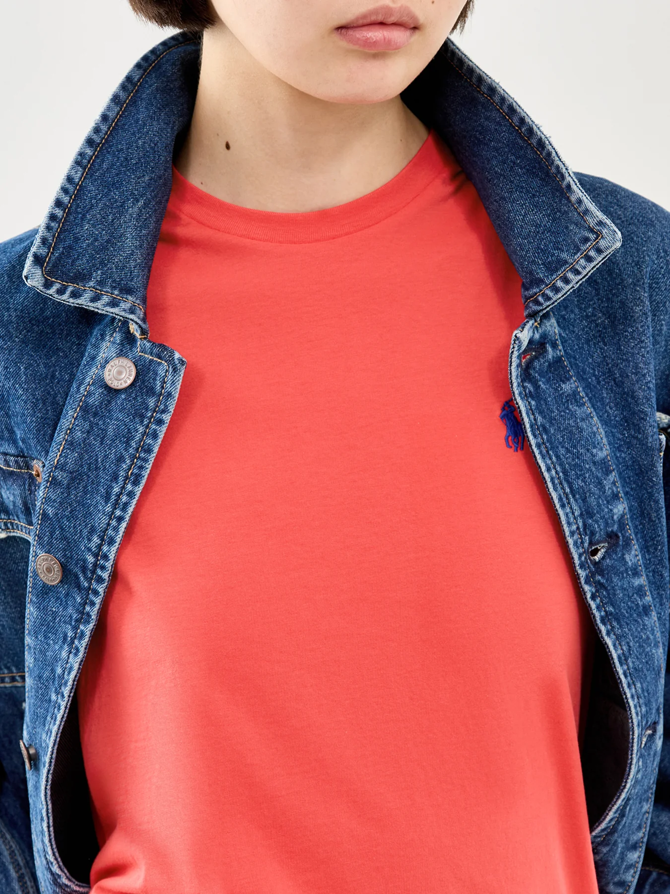 Crew Neck Knit T-Shirt Red - Image 3
