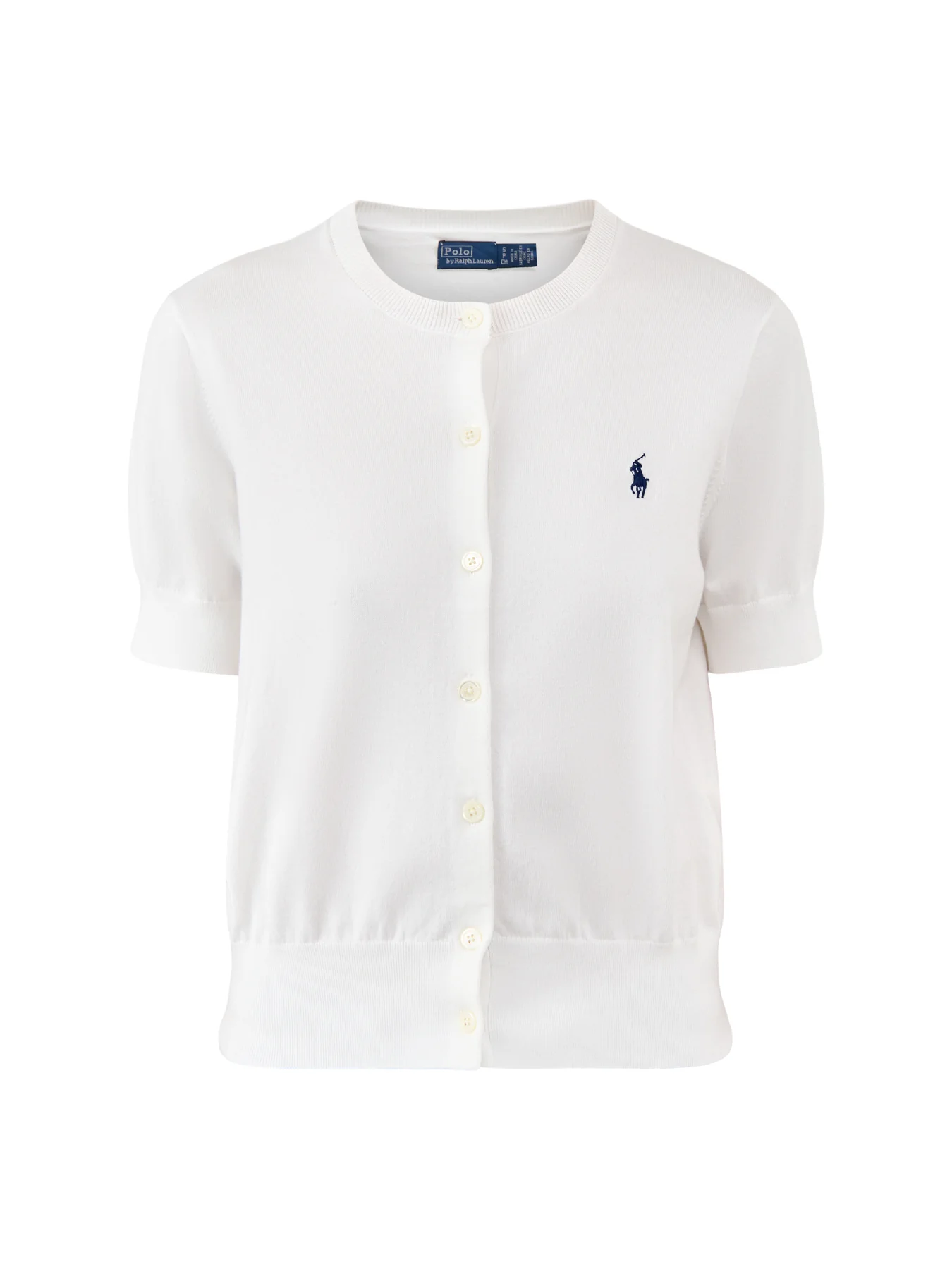 Short Sleeve Knit Cardigan White