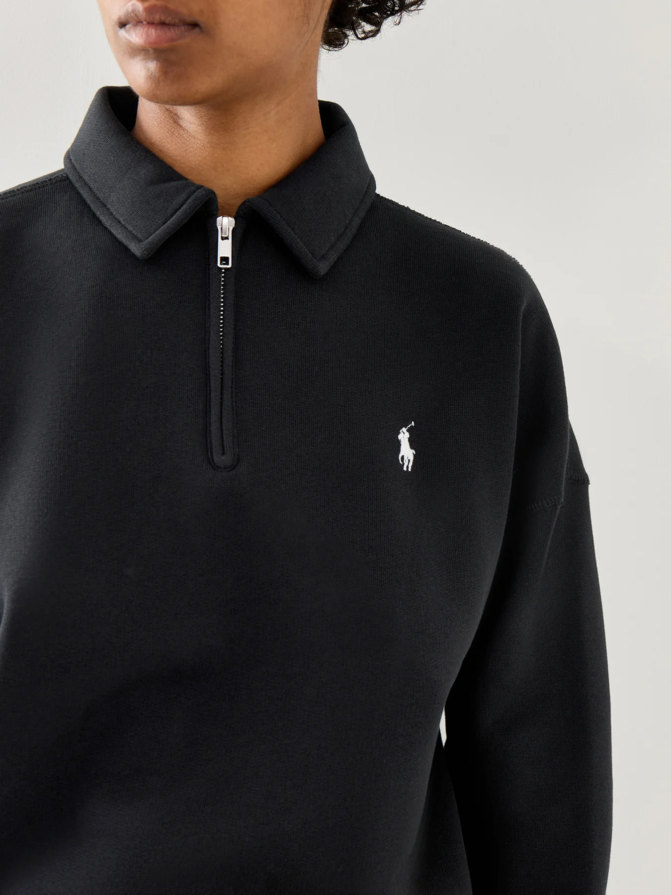 Knit Half Zip Sweatshirt Black - Image 3