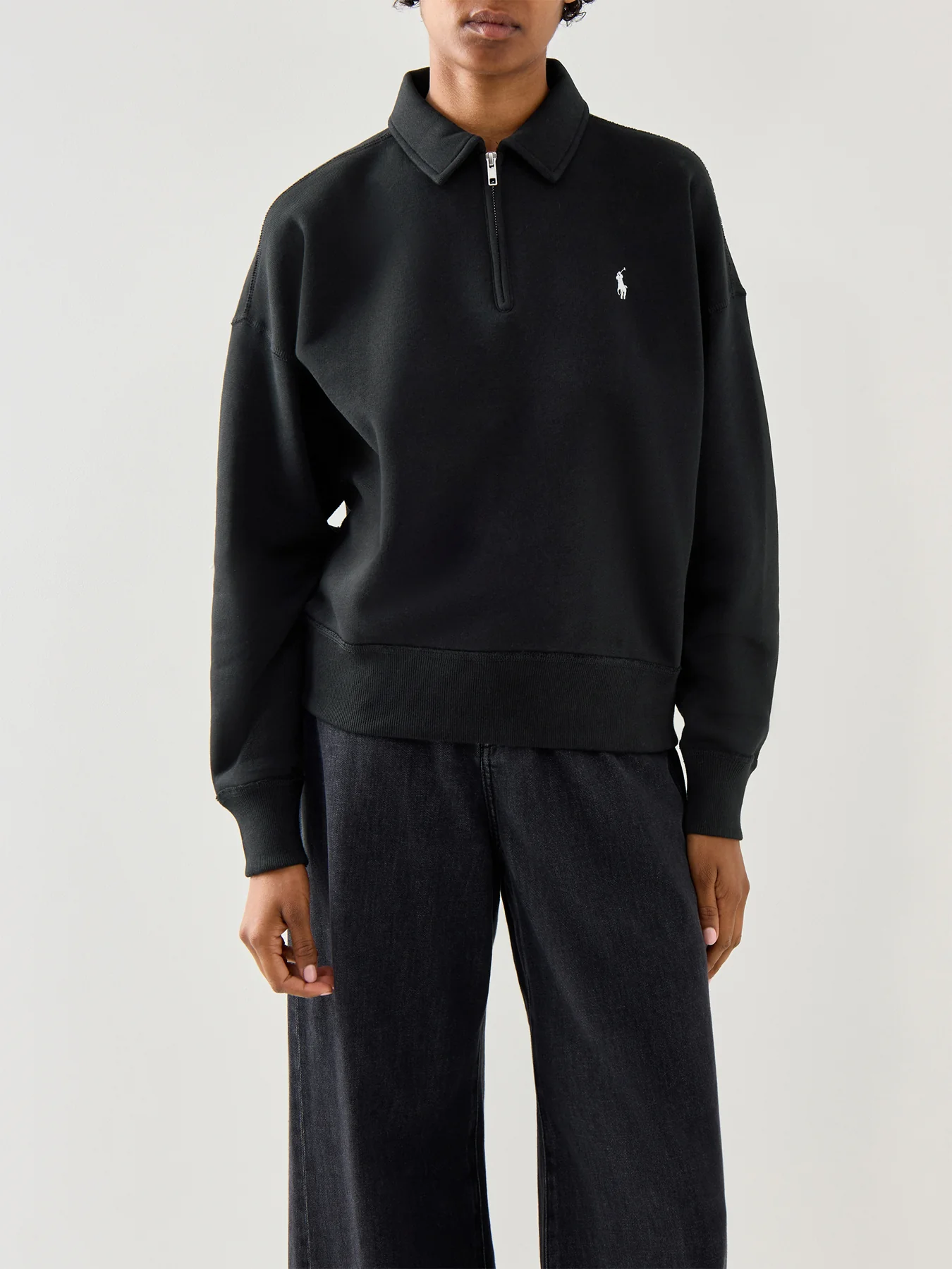 Knit Half Zip Sweatshirt Black - Image 4