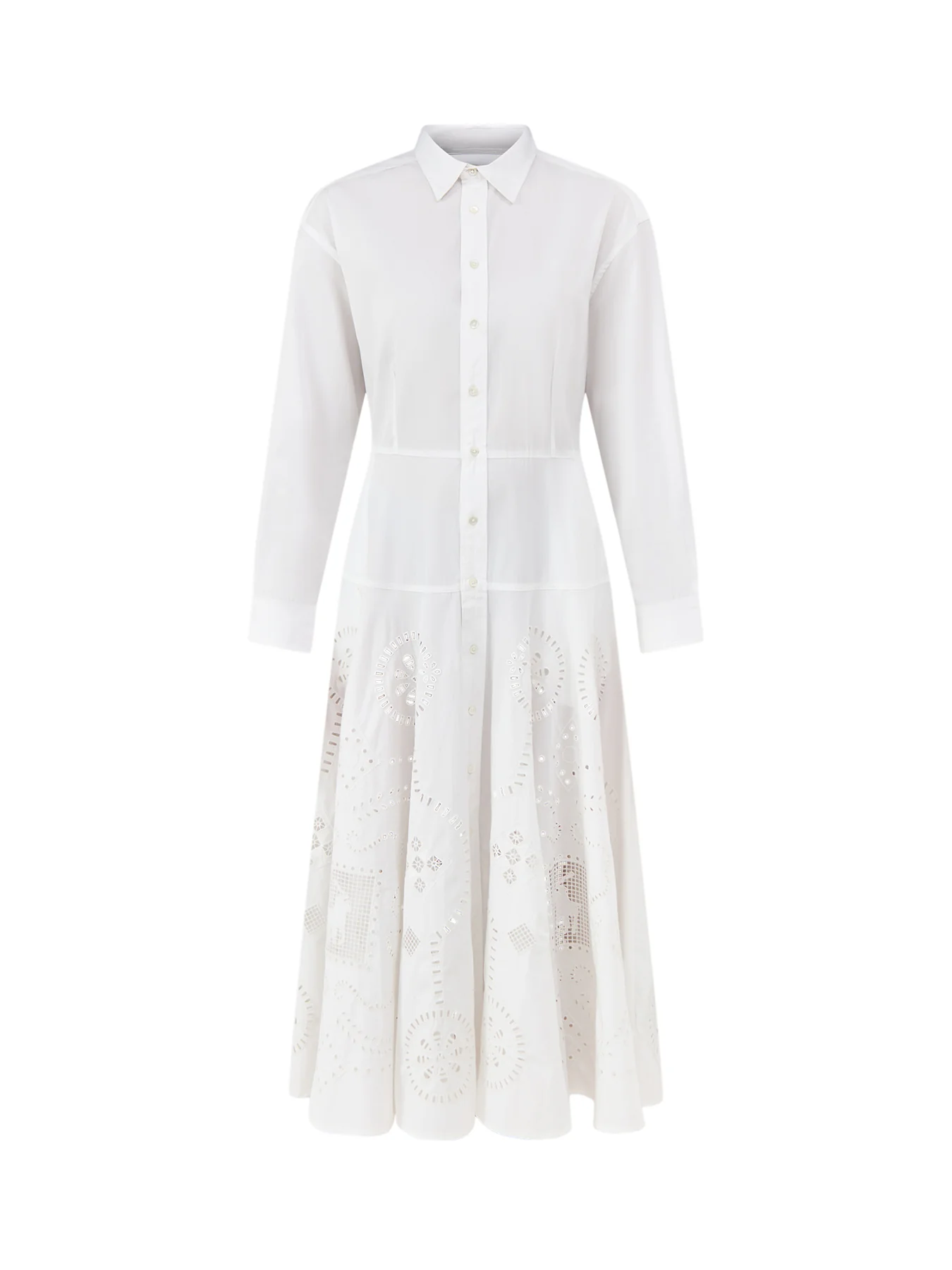 Midi Long Sleeve Shirt Dress White
