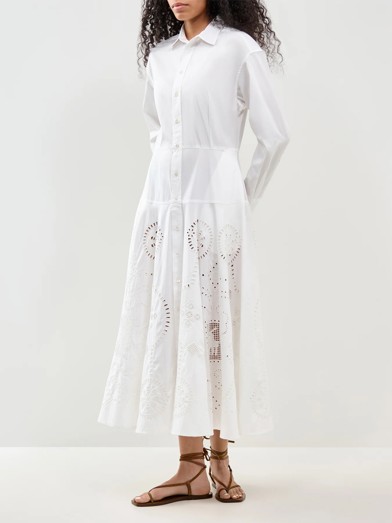 Midi Long Sleeve Shirt Dress White - Image 2