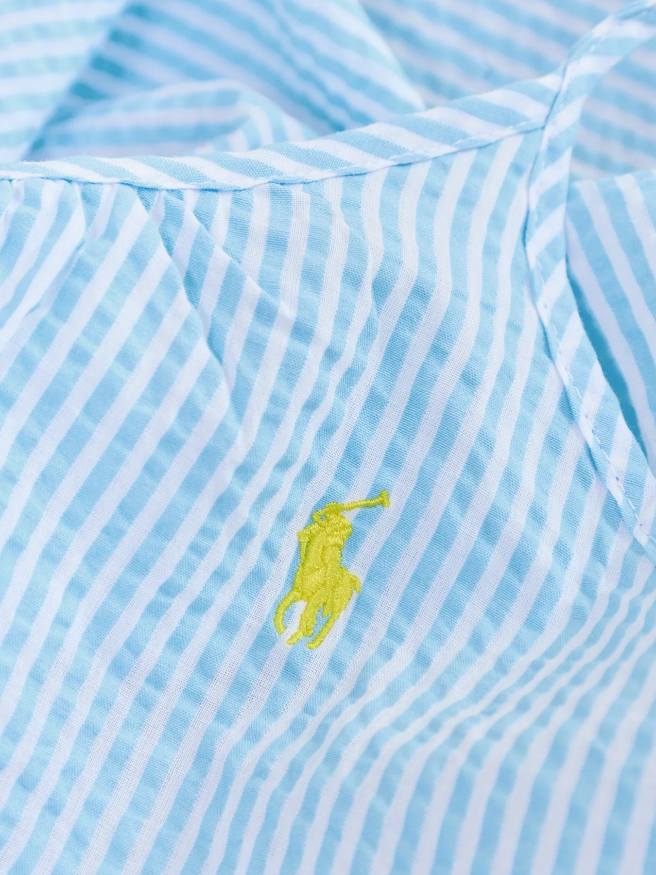Seersucker Sleep Dress Blue - Image 4