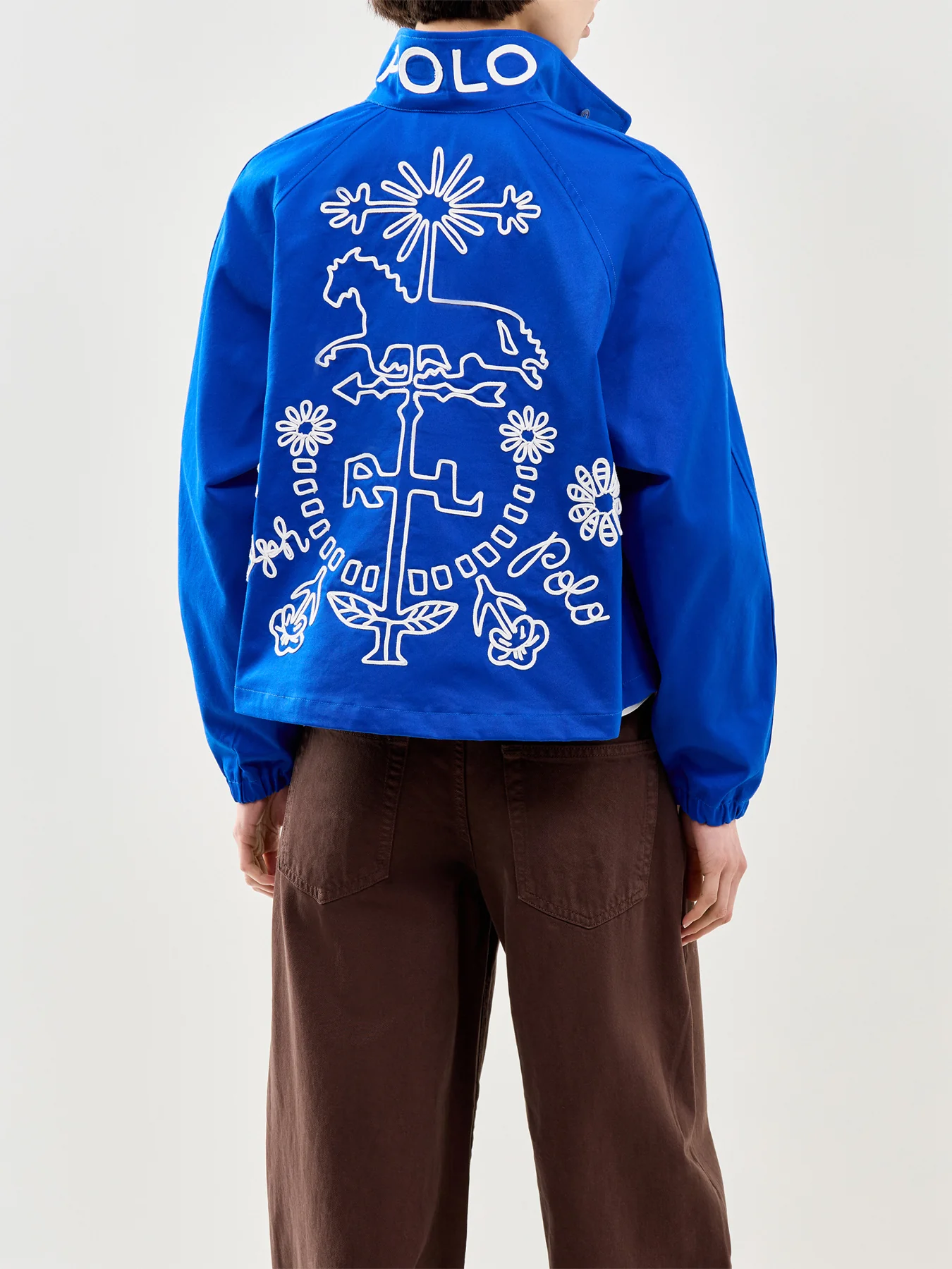 Short High Collar Windbreaker Blue - Image 5
