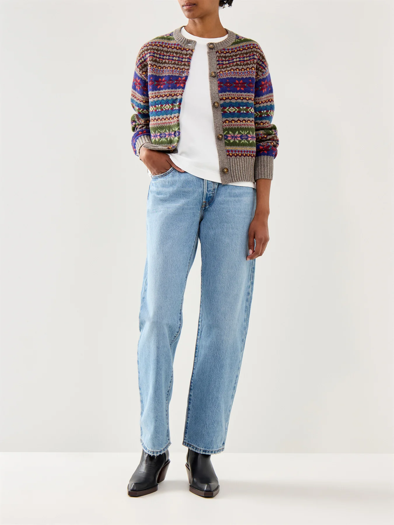 Sweater Cardigan Tan Multi - Image 2