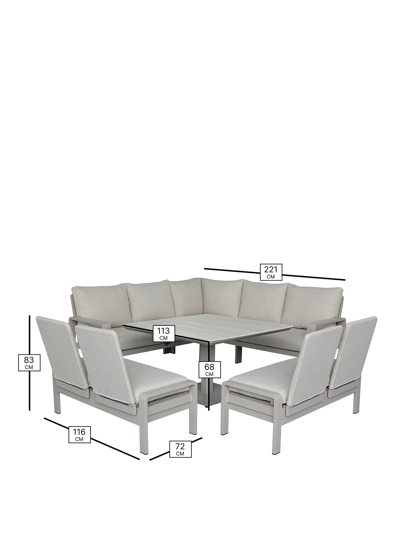 Prague 8-Seater Garden Lounge Set Latte - Image 3