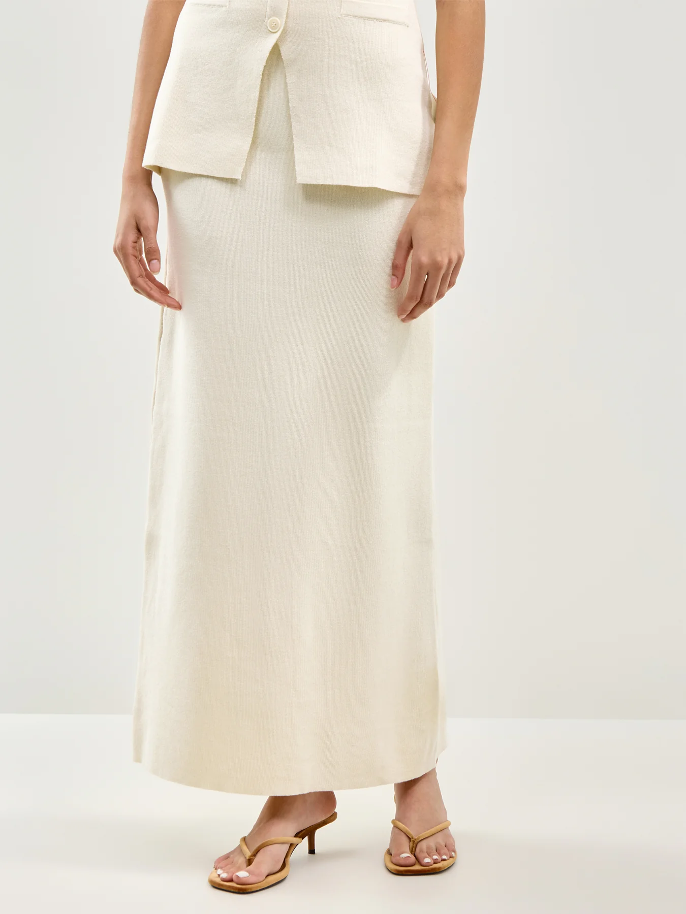 Alba Knit Maxi Skirt Cream - Image 4