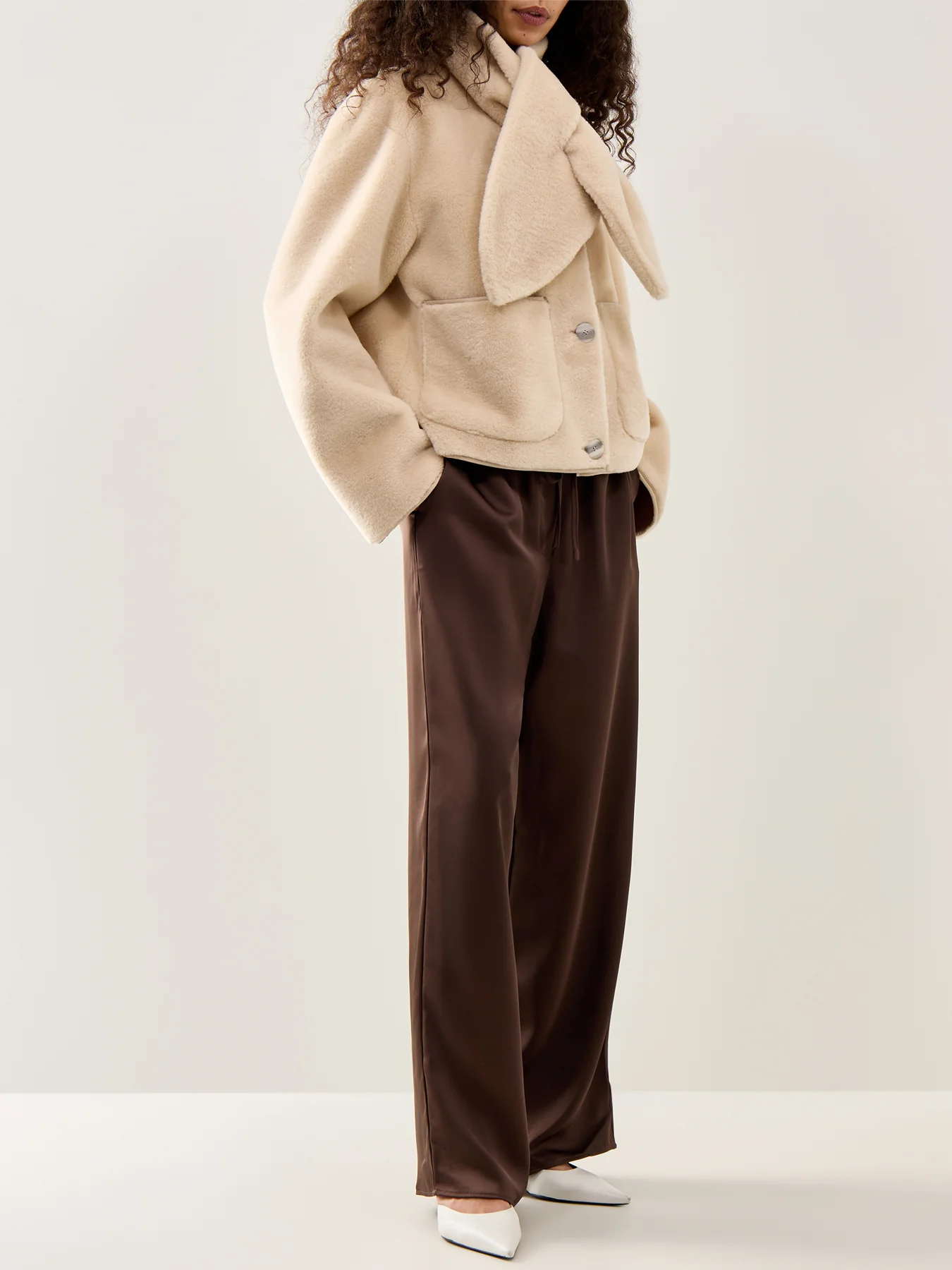 Breya Drawstring Satin Trouser Bronze - Image 2