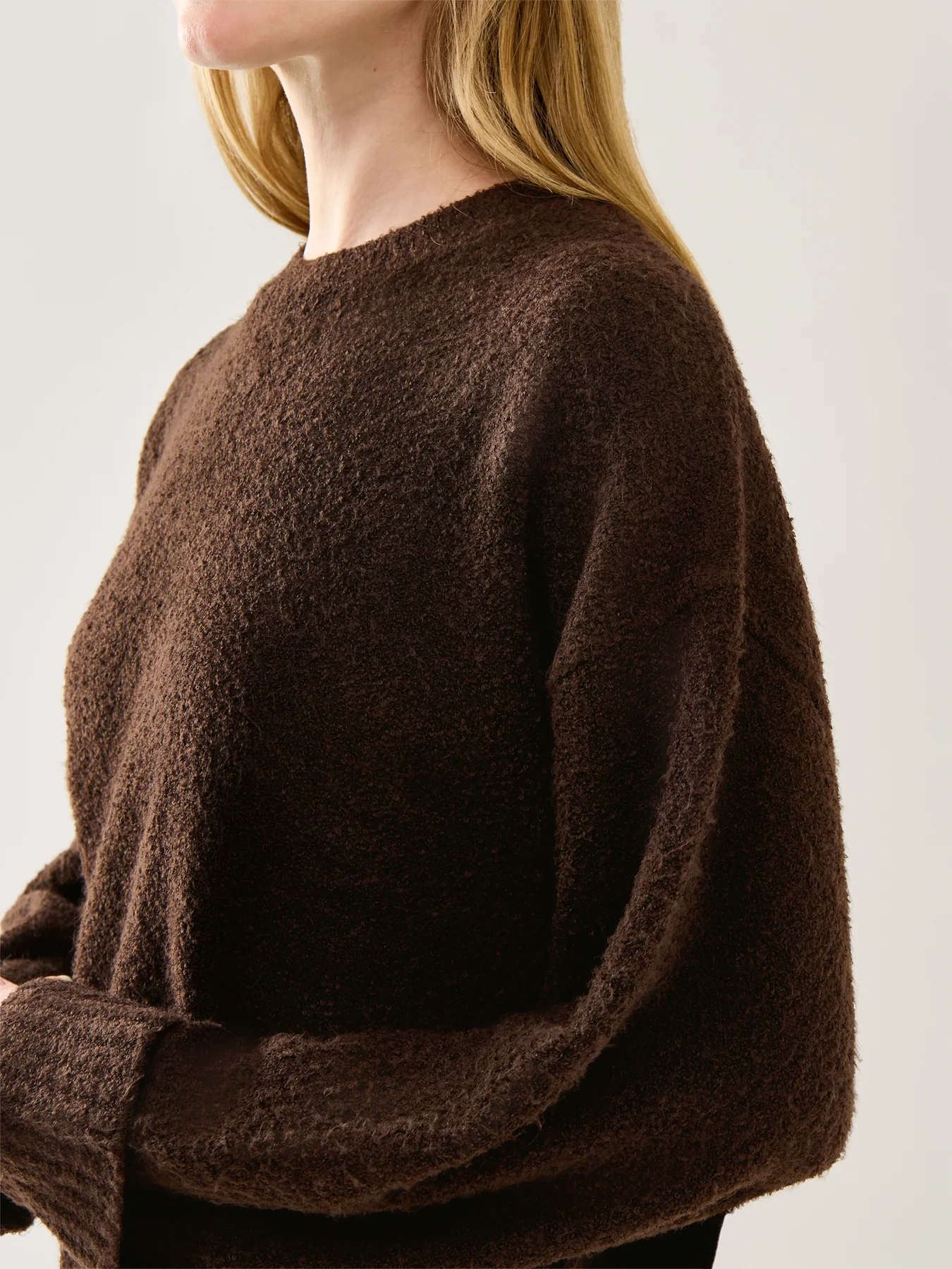 Camille Oversized Borg Jumper Brown - Image 3