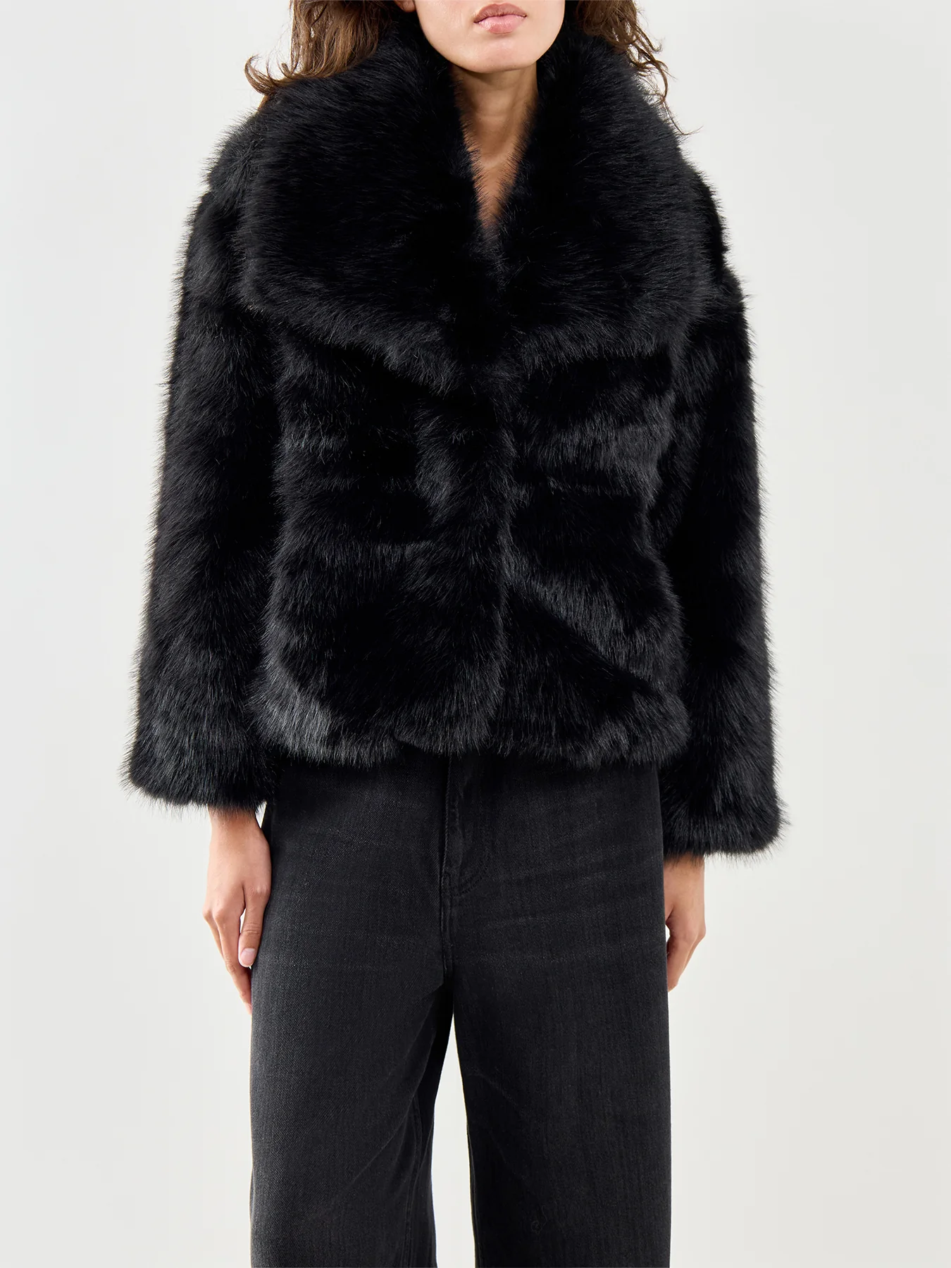 Ettalie Faux Fur Coat Black - Image 4