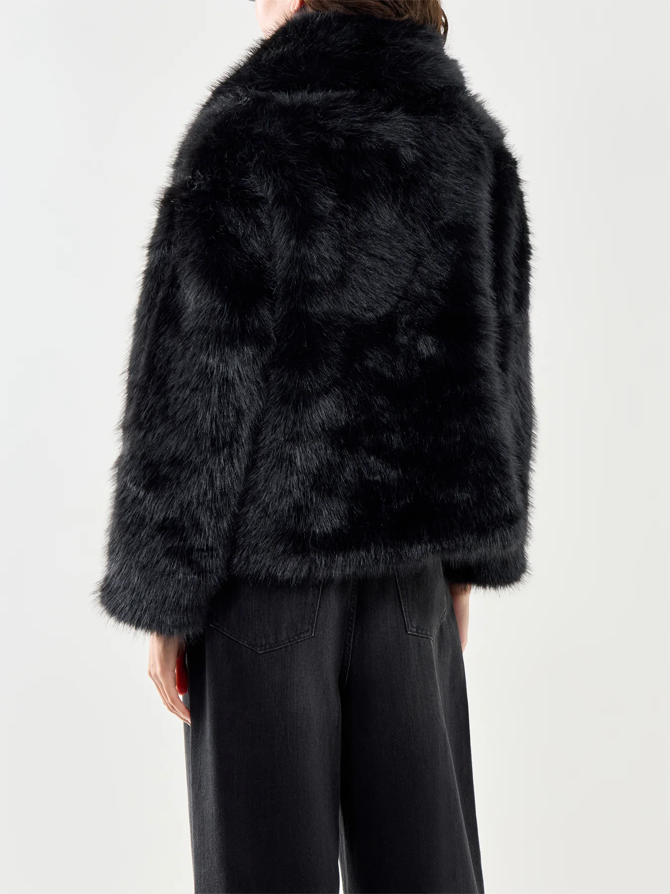 Ettalie Faux Fur Coat Black - Image 5