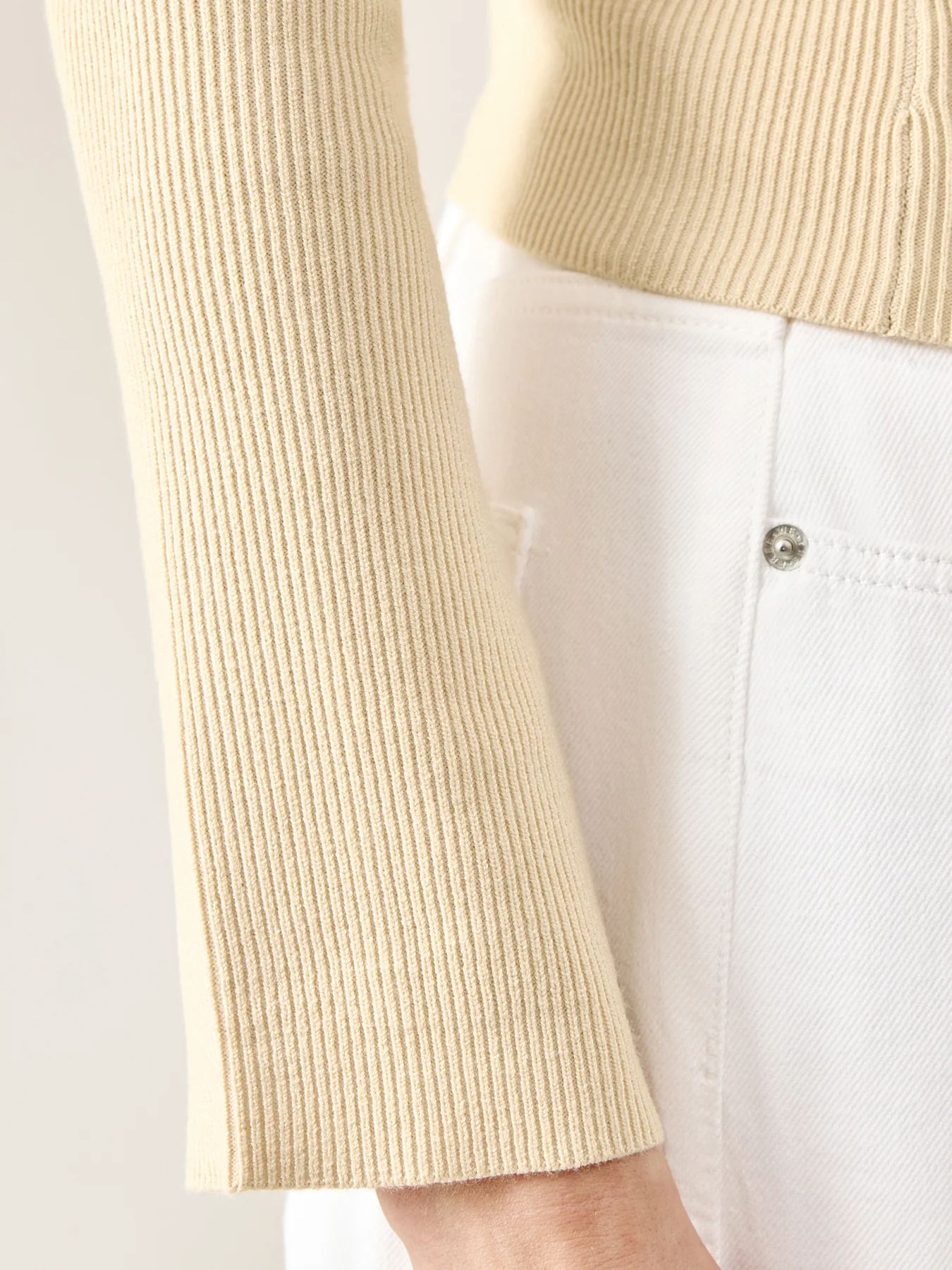 Jayla Long Sleeve Knit Top Beige - Image 3