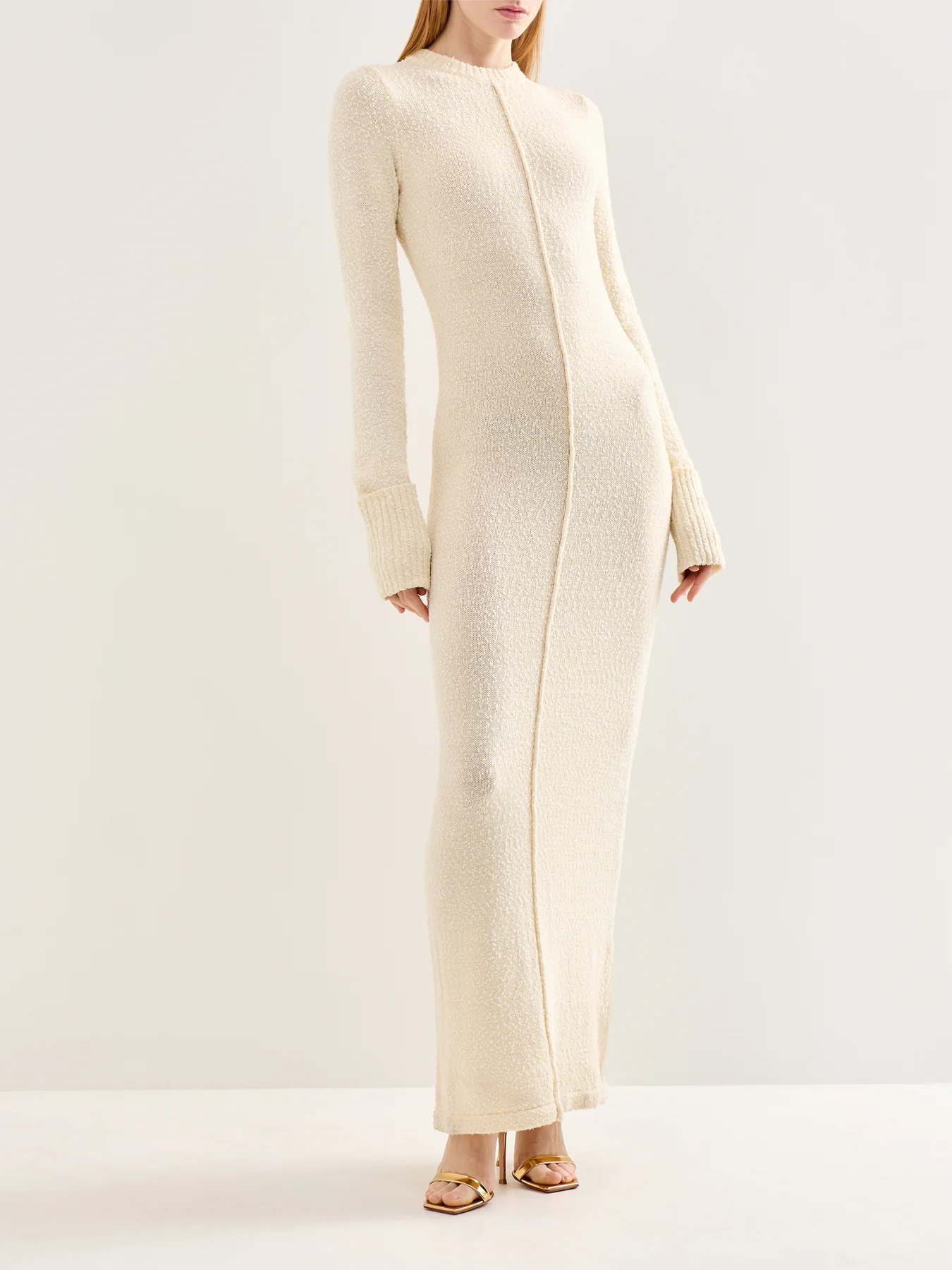 Nala Boucle Knit Midaxi Dress Cream - Image 2