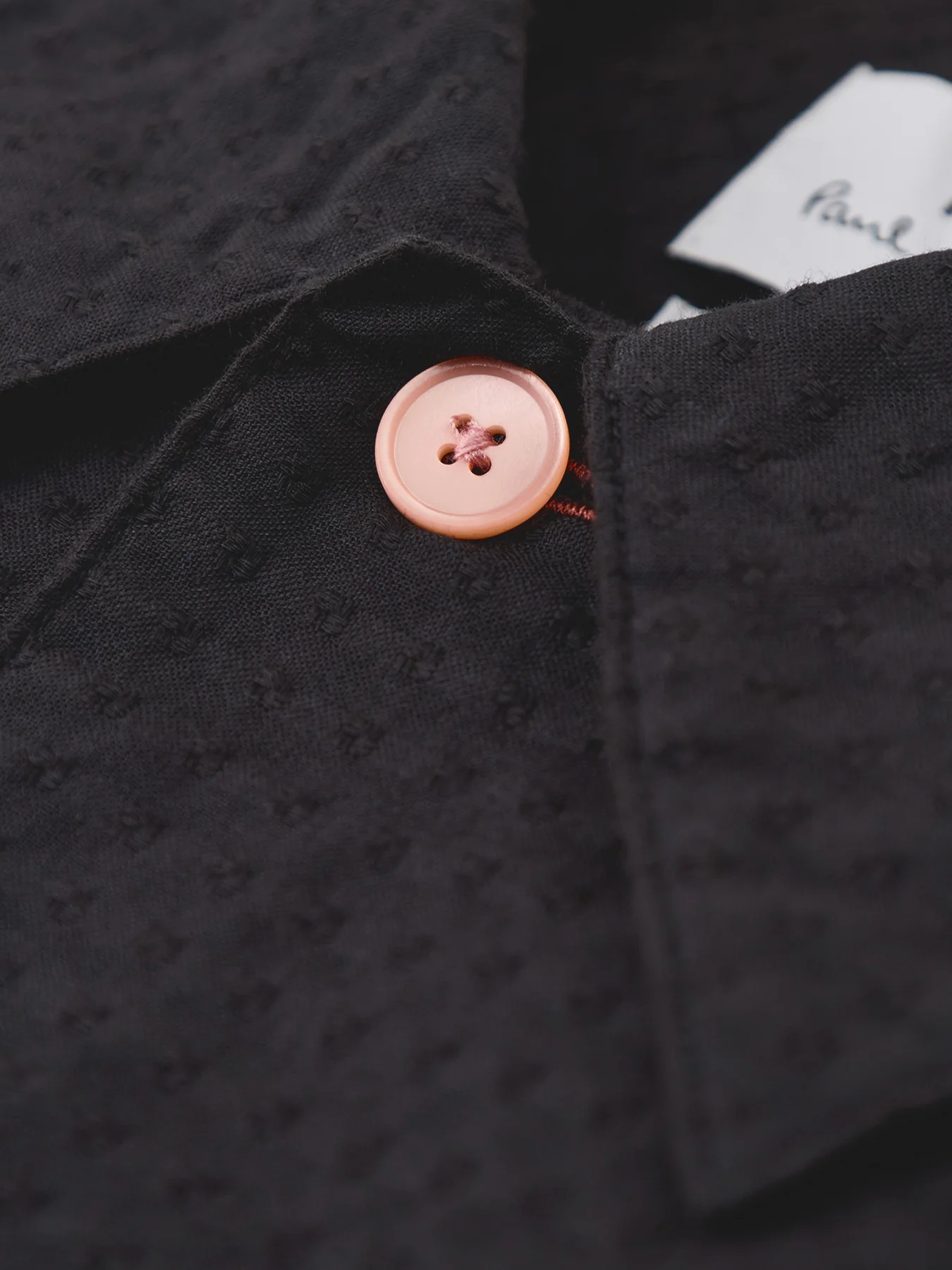 PS Paul Smith Embroidered Neps Cotton Shirt Black - Image 3