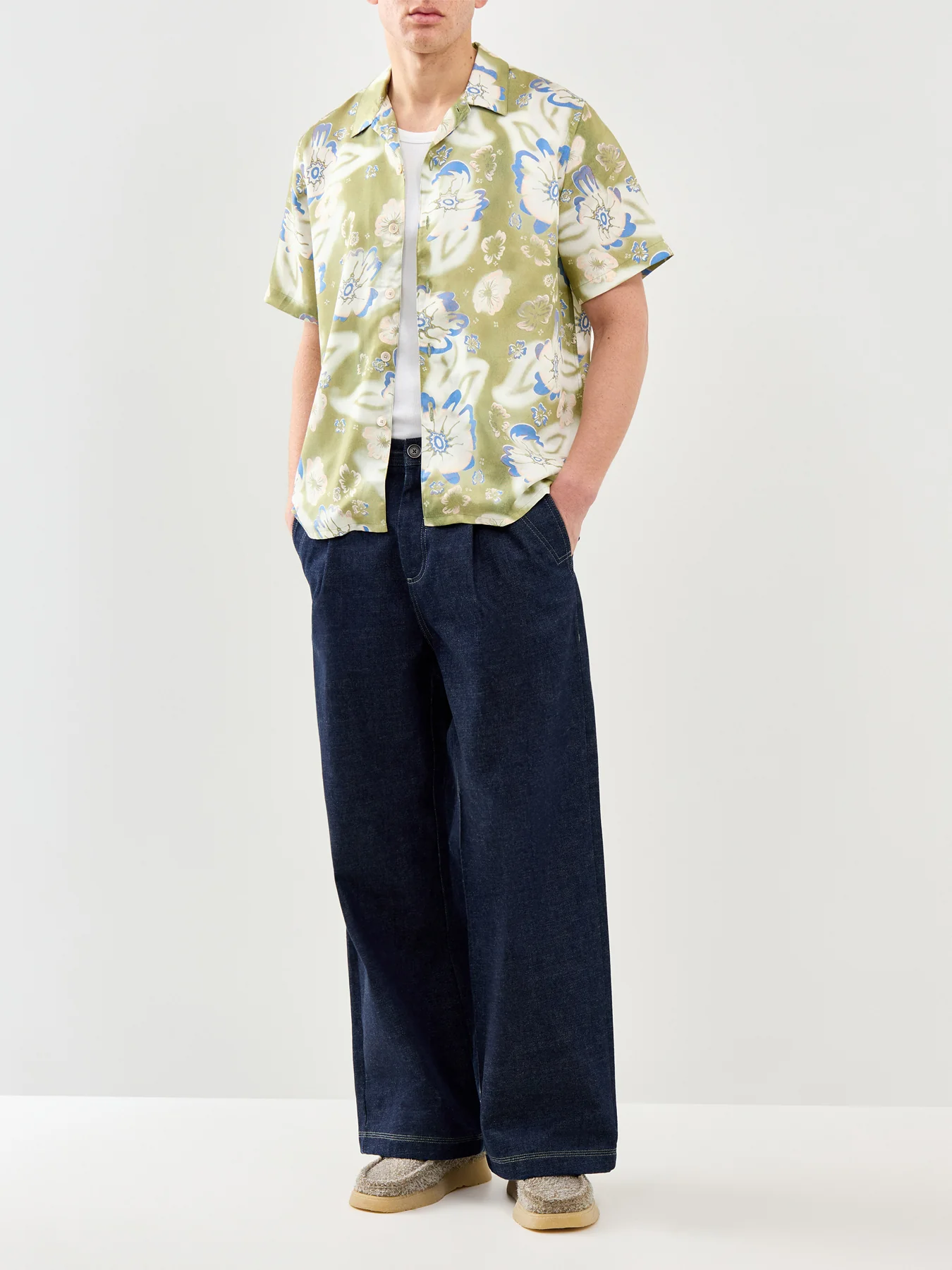 Floral Short Sleeve Shirt Green - Image 2