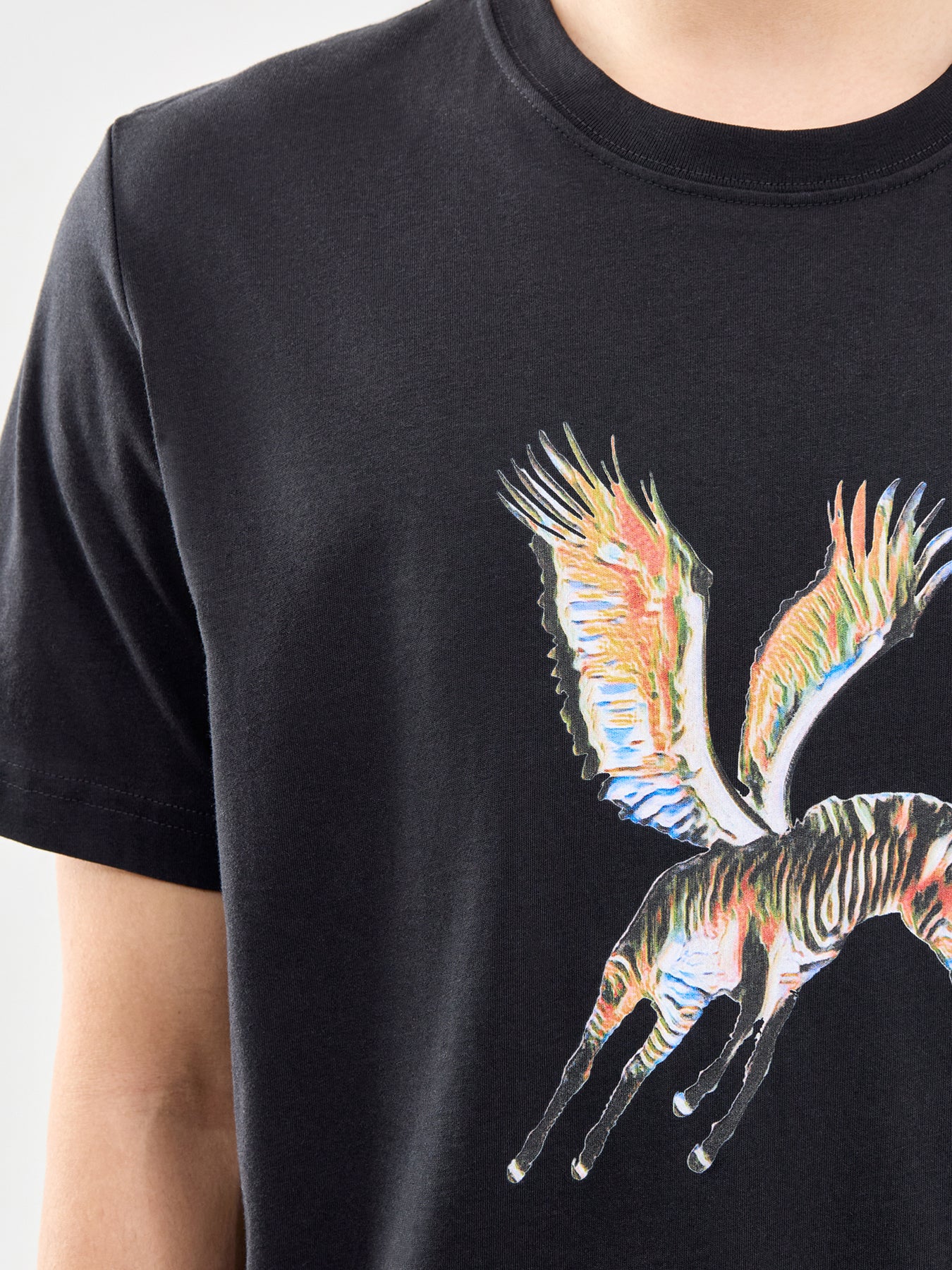 Flying Zebra Graphic Organic Cotton T-Shirt Black - Image 3