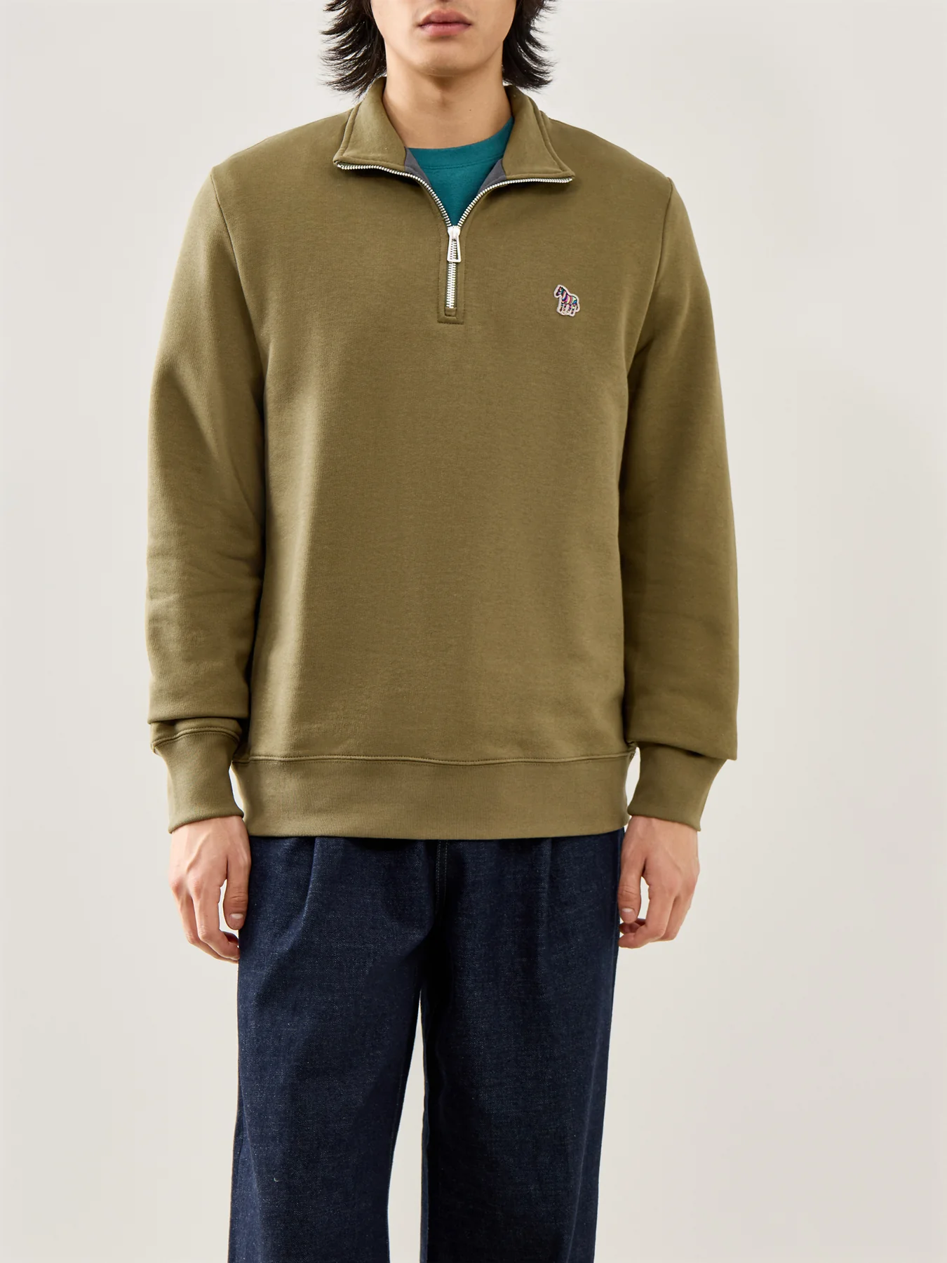 Zebra Half Zip Sweat Green - Image 4