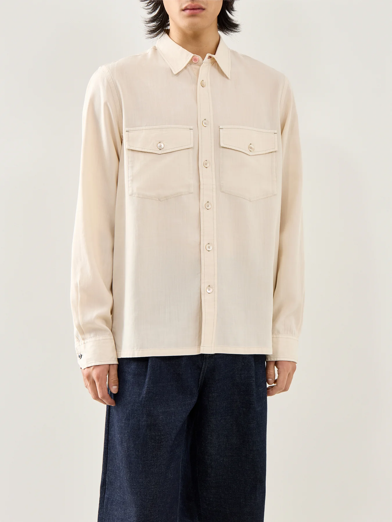 Soft Touch Double Pocket Shirt White - Image 4