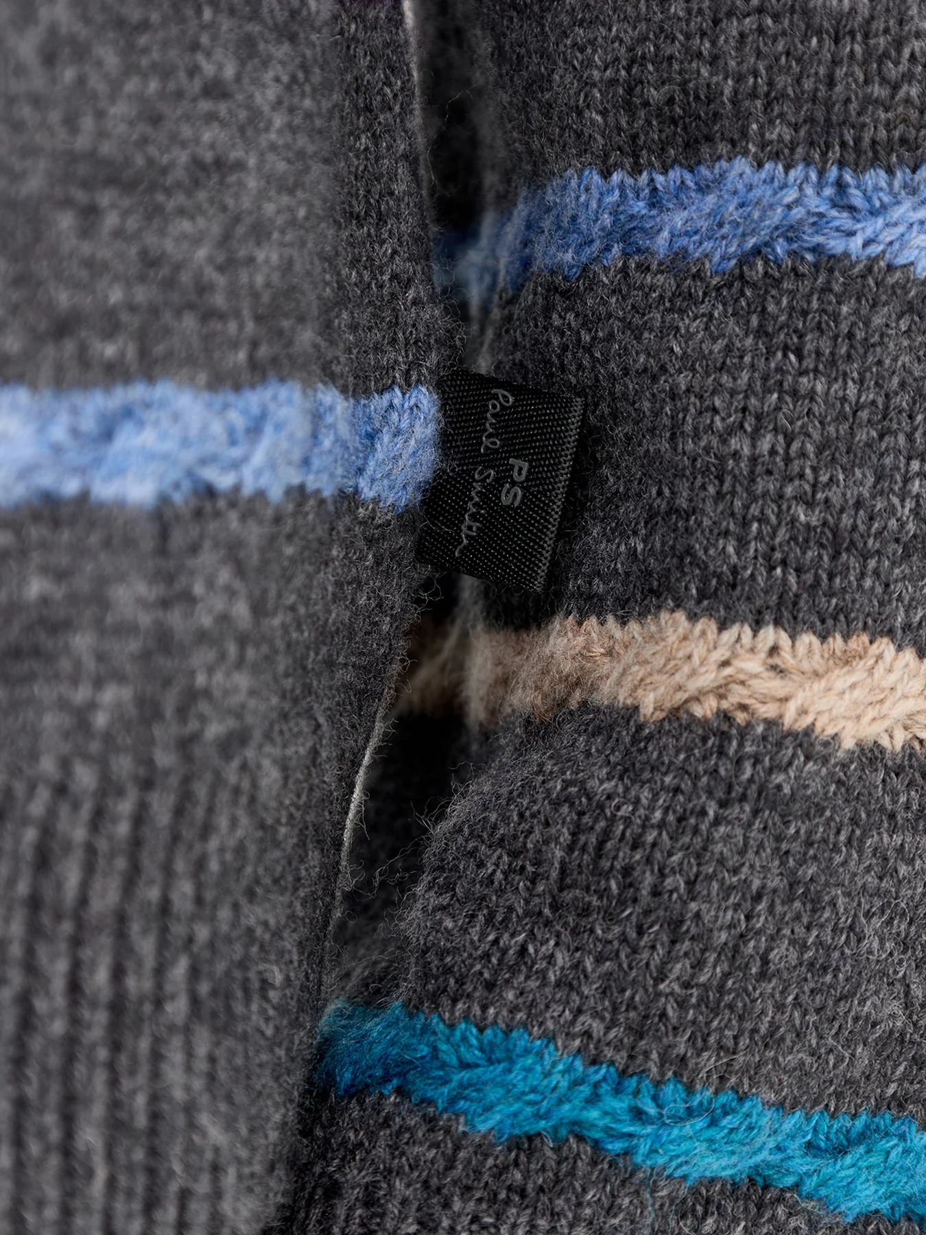 Stripe Wool Cardigan Button Thru Black - Image 3