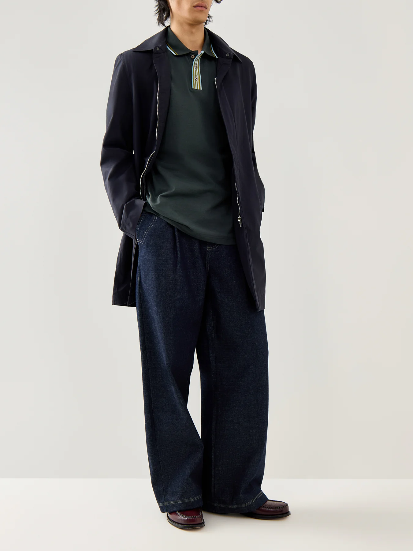 Stripe Plaquet Polo Tops Bottle Green - Image 2
