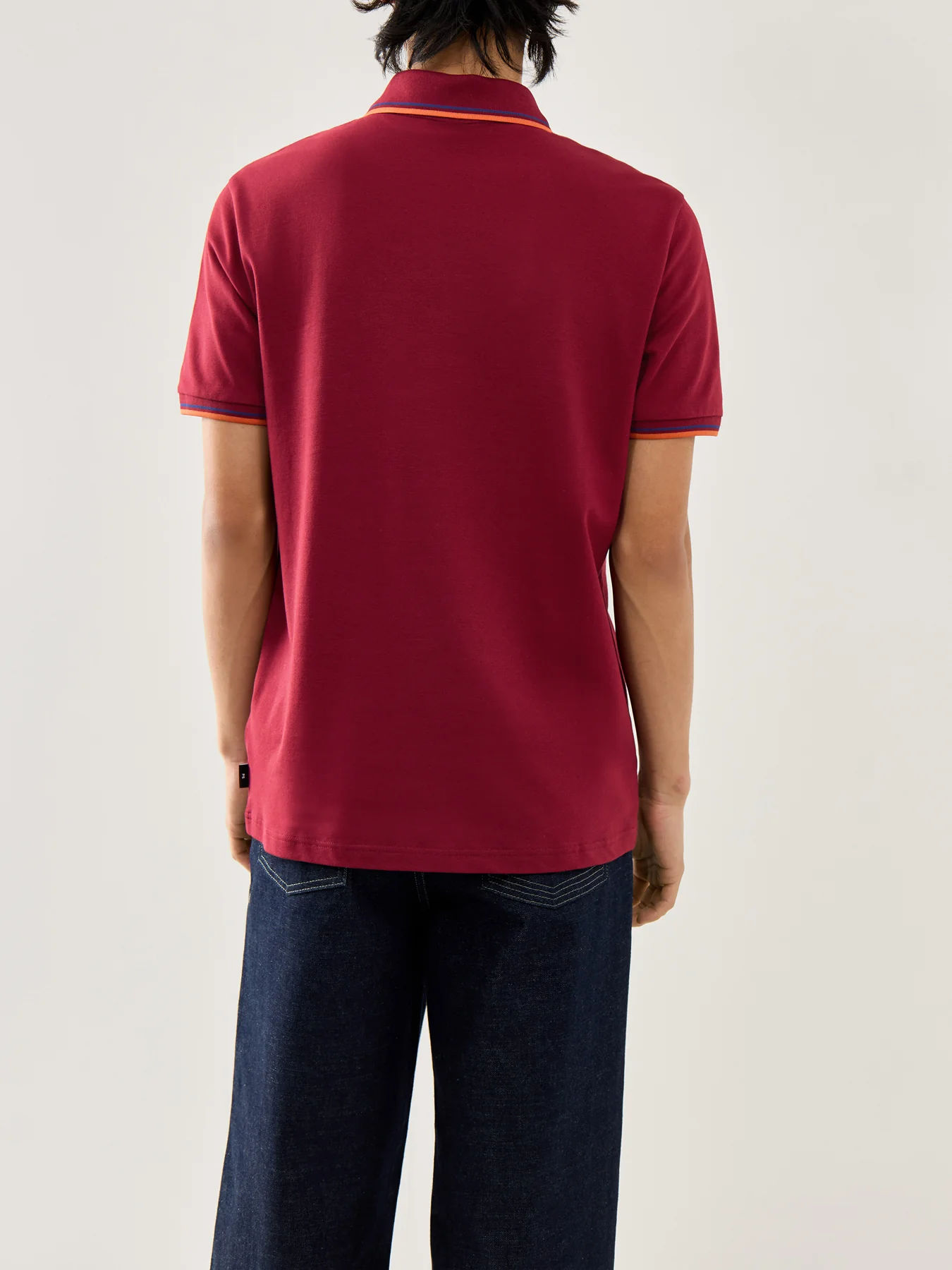 Stripe Plaquet Polo Tops Burgundy - Image 5