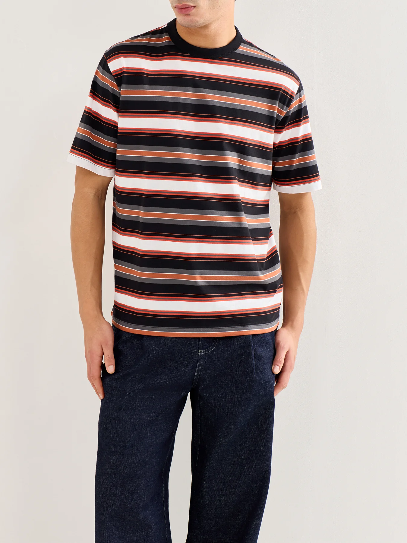 Striped Cotton T-Shirt Black - Image 4