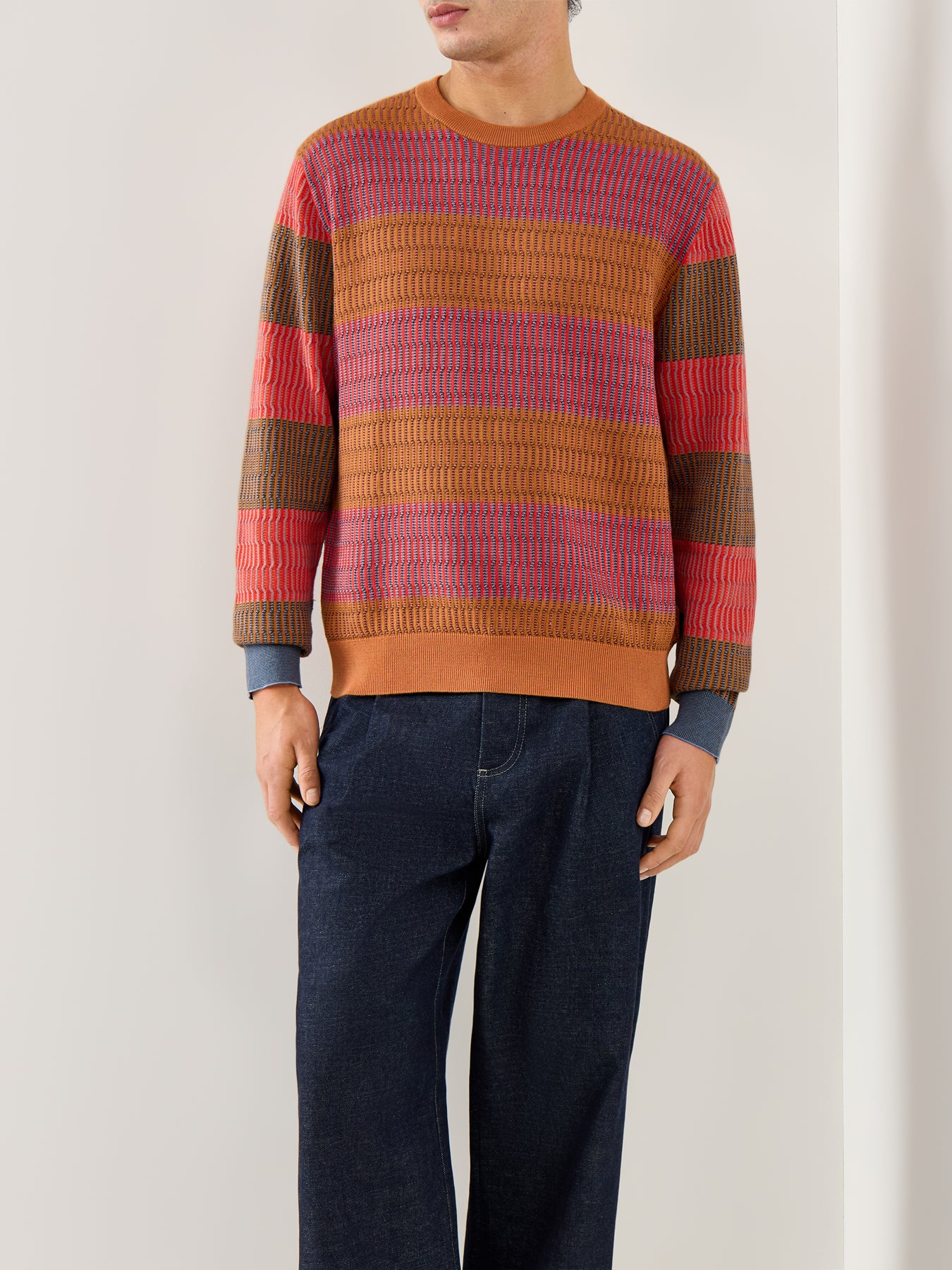 Texture Stripe Knit Orange - Image 4