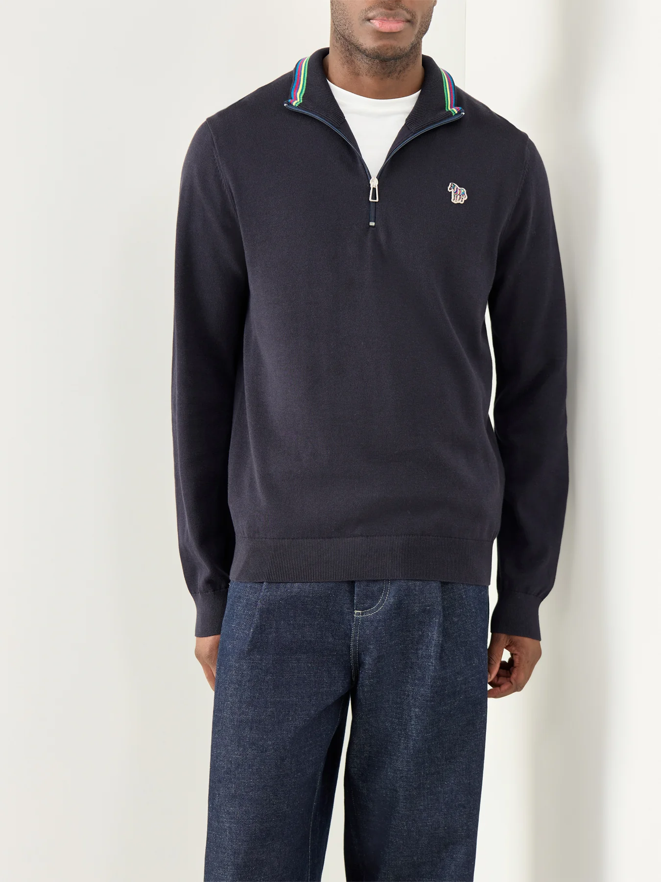 Zebra Half Zip Knit Blue - Image 4