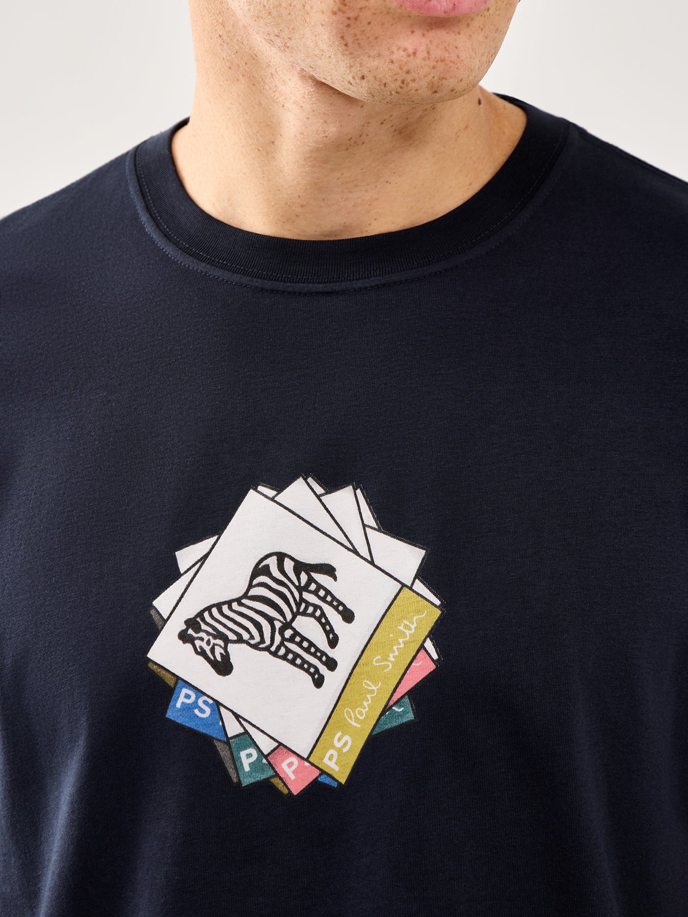Zebra Squares T-Shirt Dark Navy - Image 3
